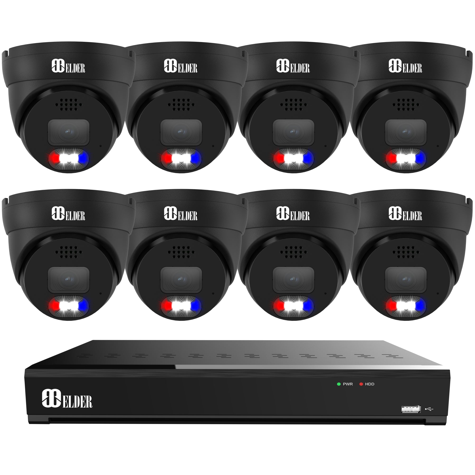 Système de caméra de sécurité 4K, 8 canaux PoE NVR, kit de surveillance filaire extérieur, enregistrement audio, dôme 6 caméras et Bullet Hunter-Série LE