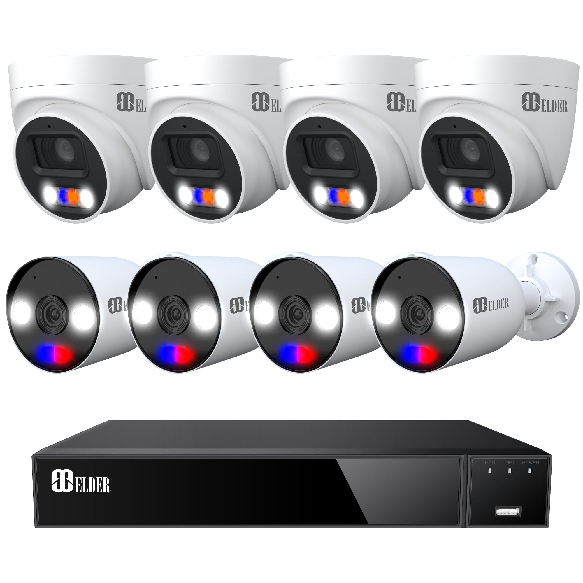 Elder AI 4K Security Camera System NVR 16Ch PoE, Person Vehicle Dete