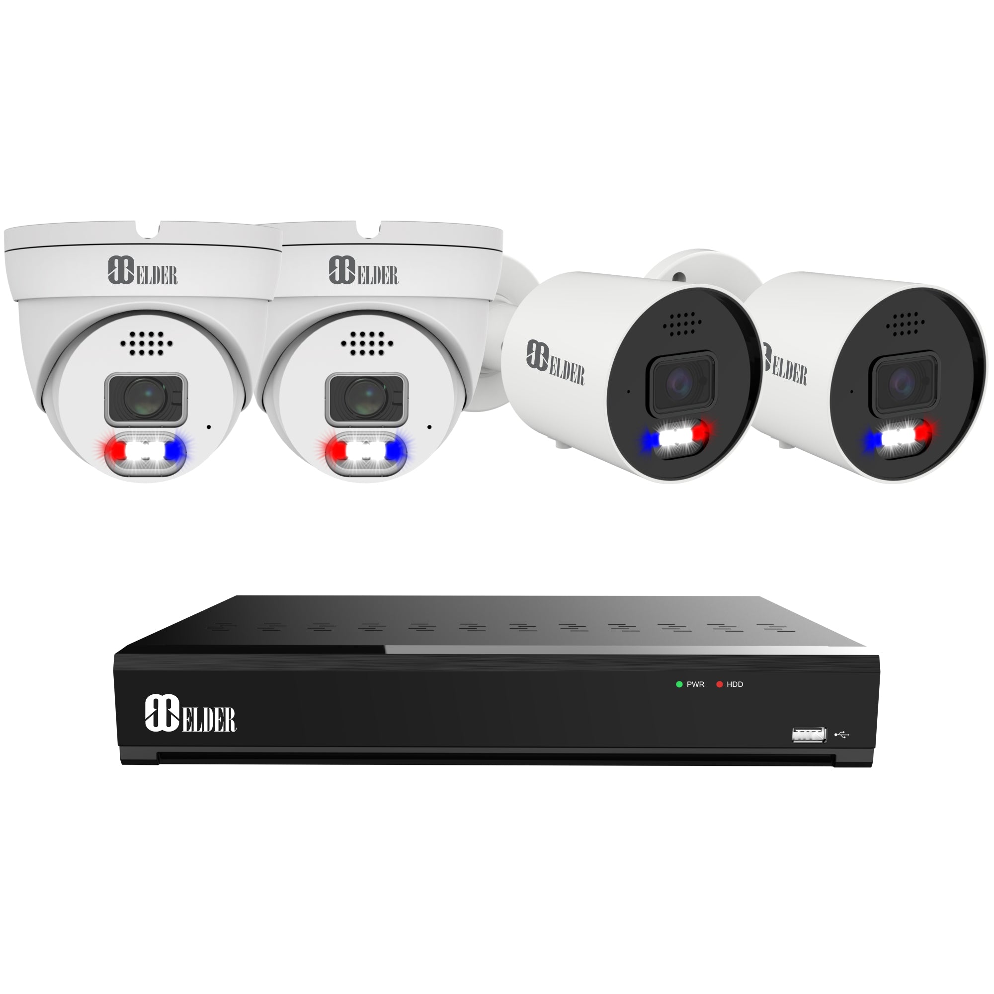 4K Security Camera System with Red and Blue Deterrence from Nocturnal Security Camera System Elder Series