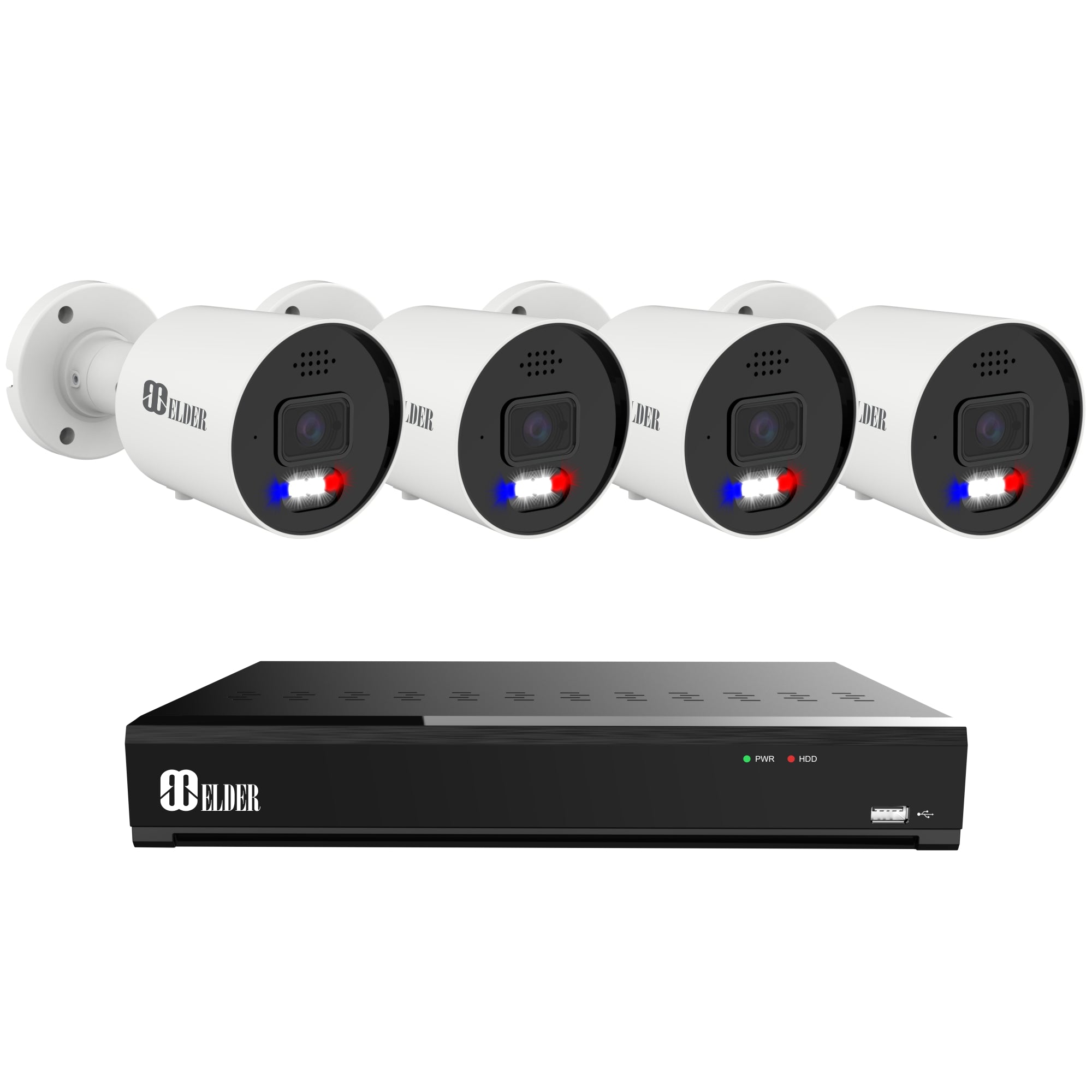 12MP Security Camera System with Red and Blue Deterrence from Nocturnal Surveillance Security Camera System Elder Series
