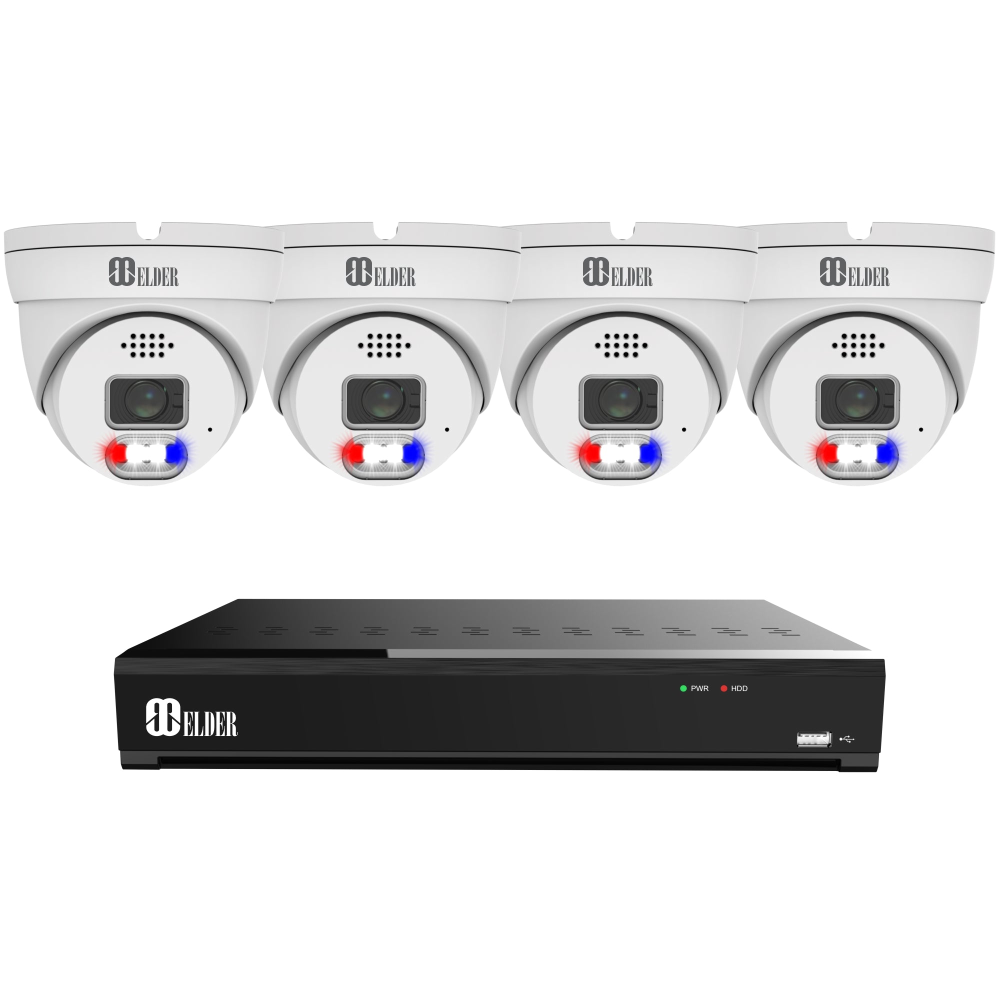 12MP Security Camera System with Red and Blue Deterrence from Nocturnal 12MP Surveillance Security Camera System Elder Series