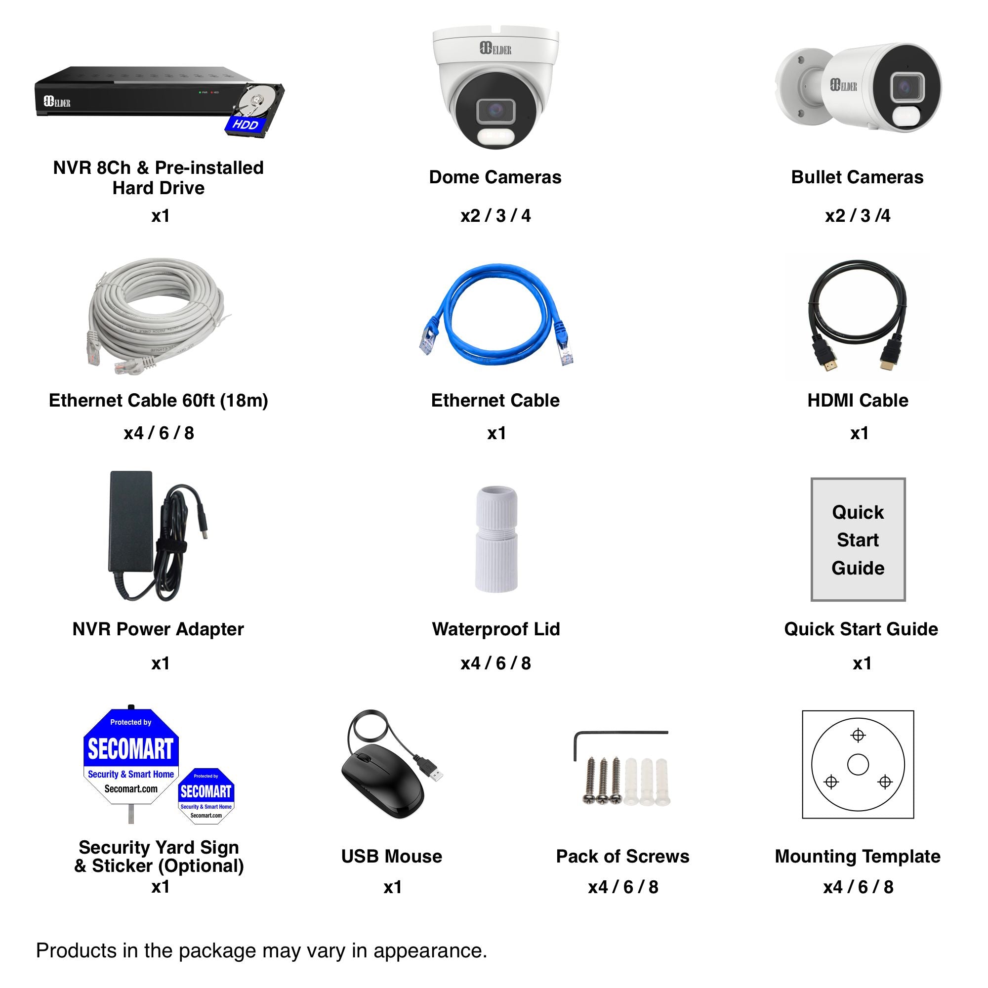 PoE Security Camera System NVR CCTV Package with Surveillance IP Cameras and Cables