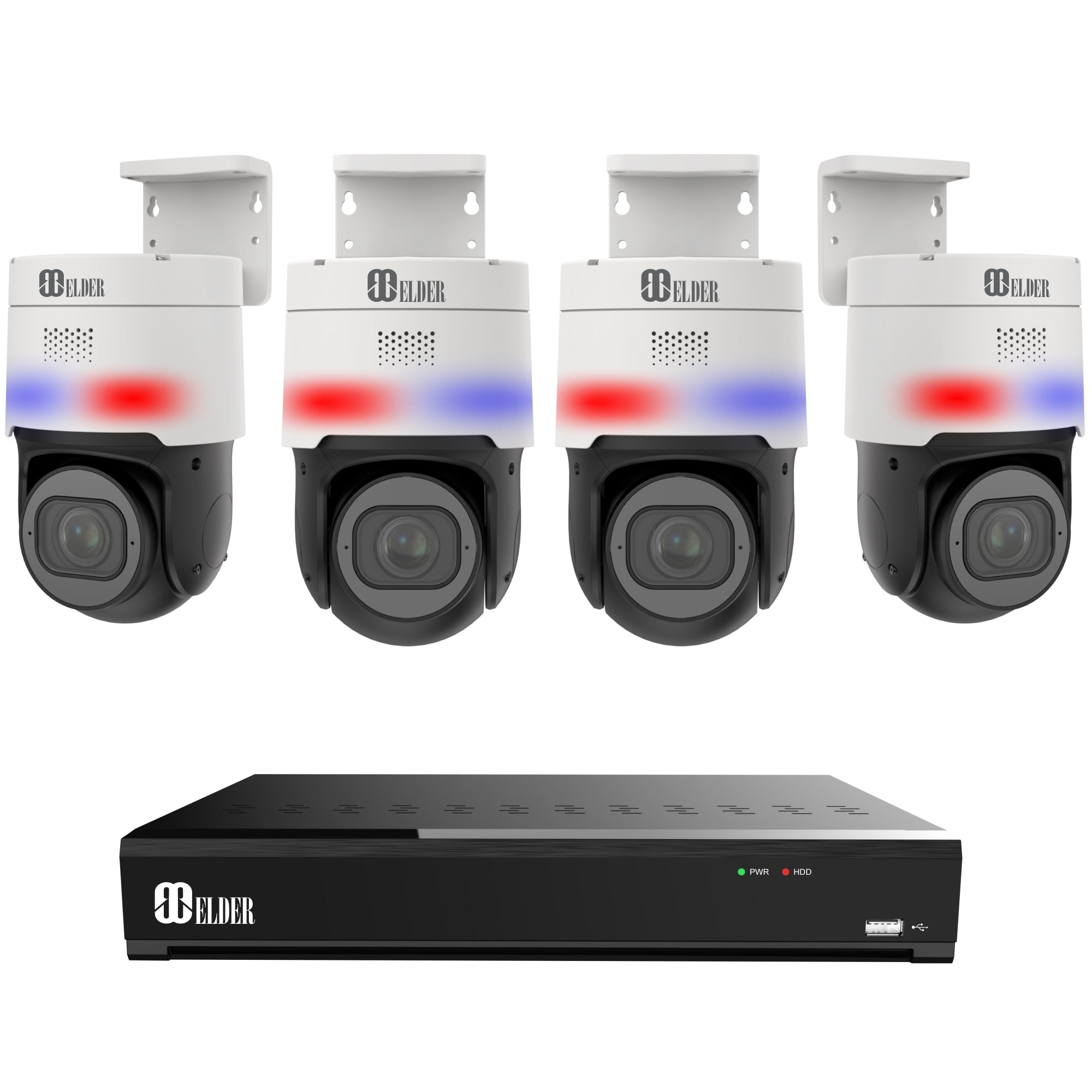 Elder AI PTZ Security Camera System PoE 2TB, 12MP NVR 8Ch 4-Camera