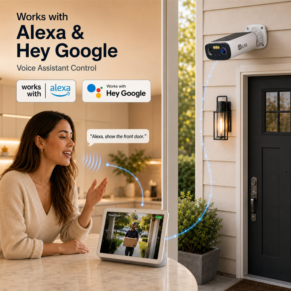 Elder 3K Solar Wireless Security Camera Works with Alexa and Google Assistant