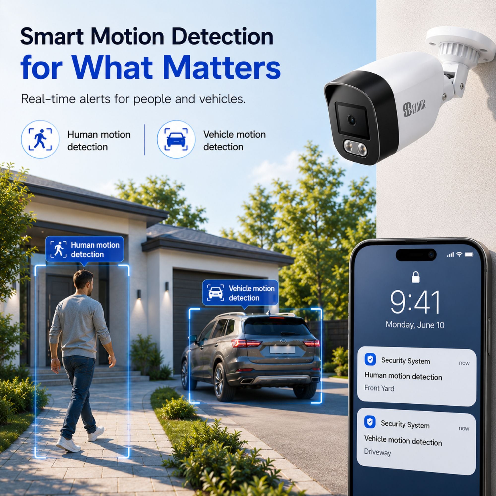 DVR Security Camera System with AI-Powered Human and Vehicle Motion Detection