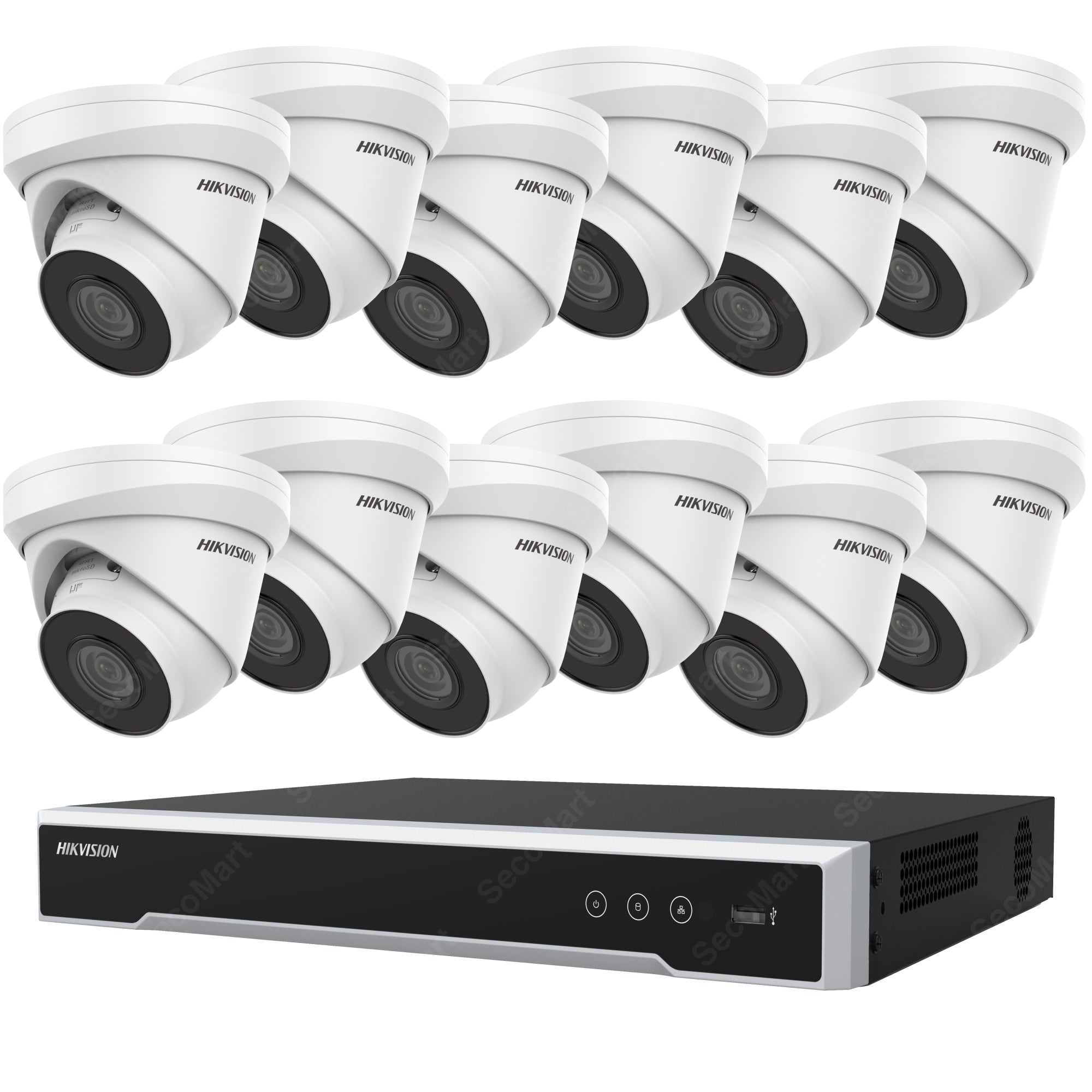 Hikvision EKI-K164T412 Security Camera System 4K NVR 16Ch Surveillance 12-Camera Kit PoE Wired