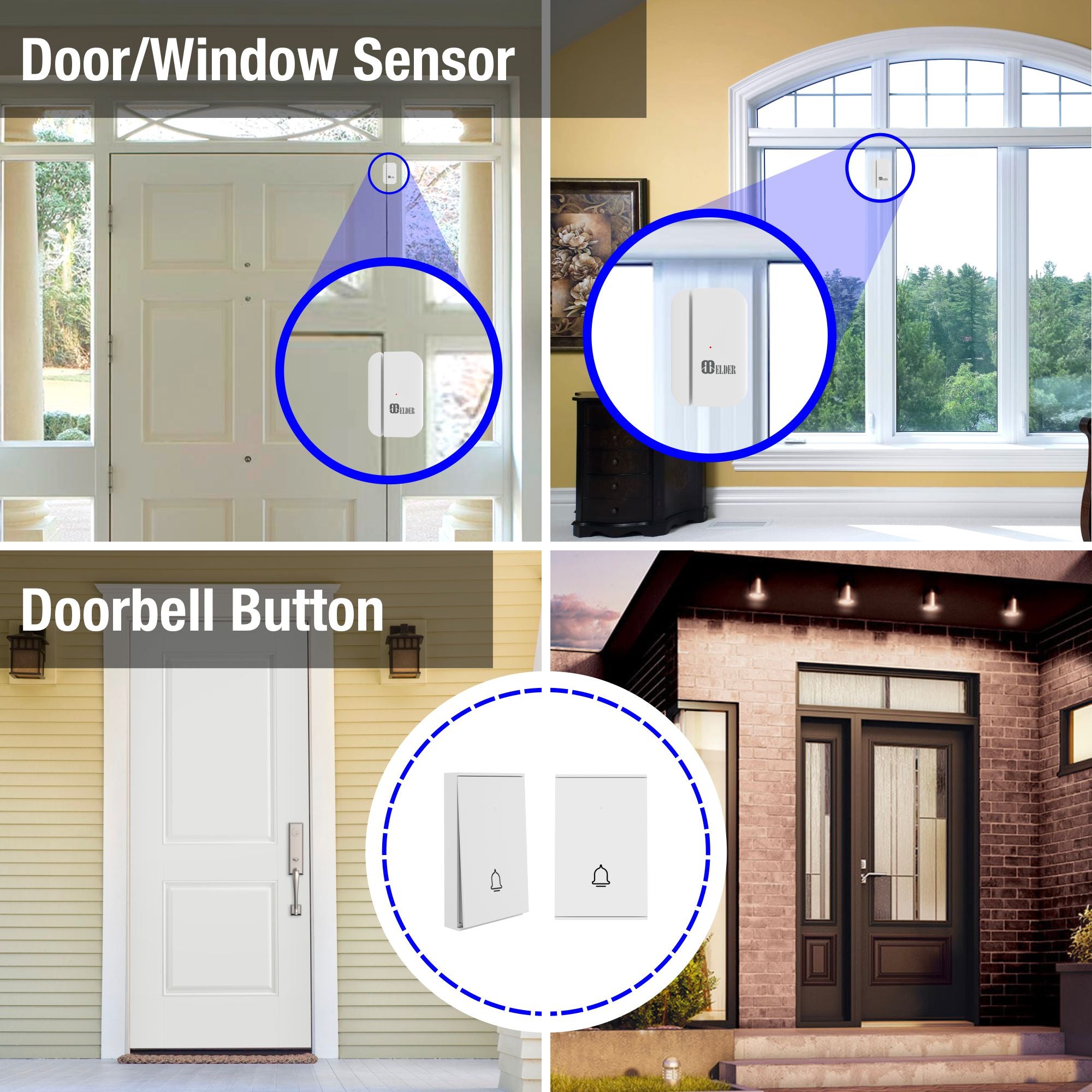 Door Alarm Sensor and Window Alarm Sensor and Doorbell Button