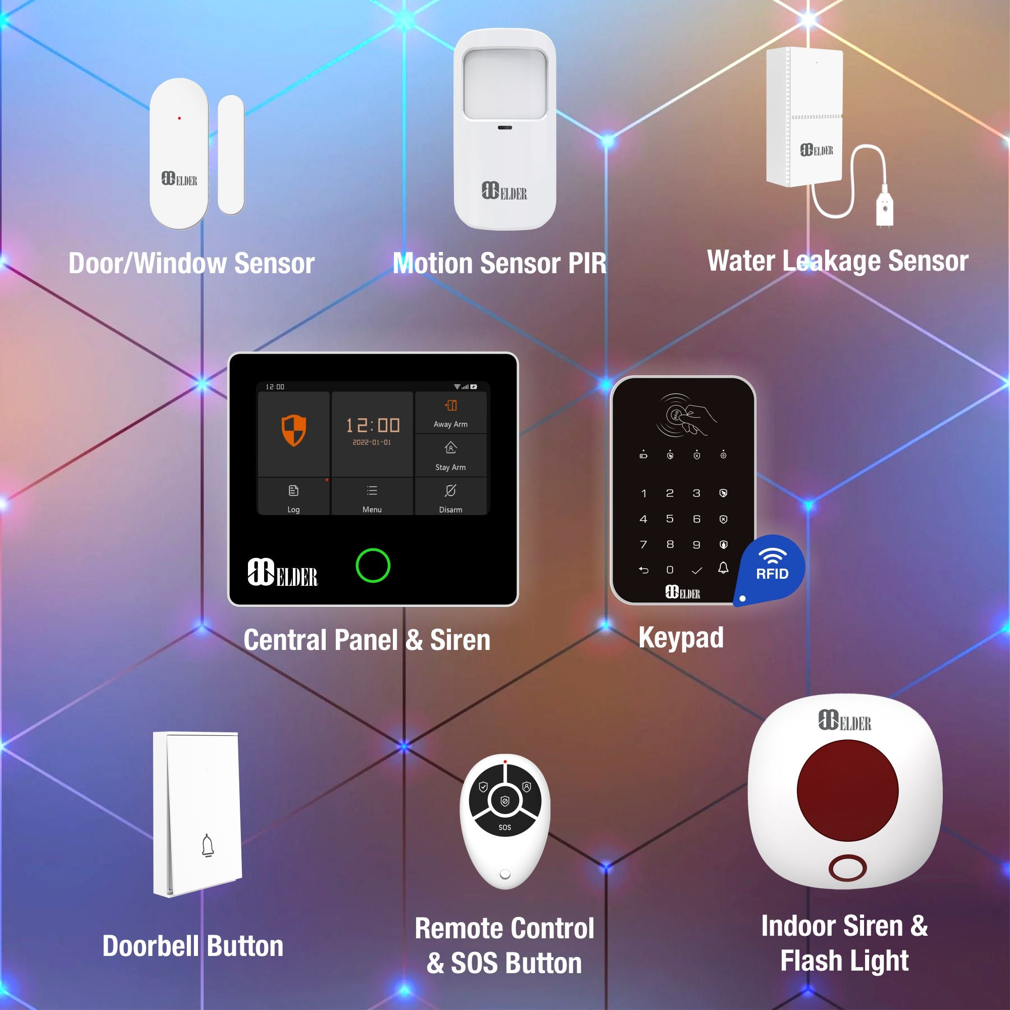 Strobe Siren Alarm WiFi Indoor, Sound & Flashing Light for Home Alarm System and Smart Security System