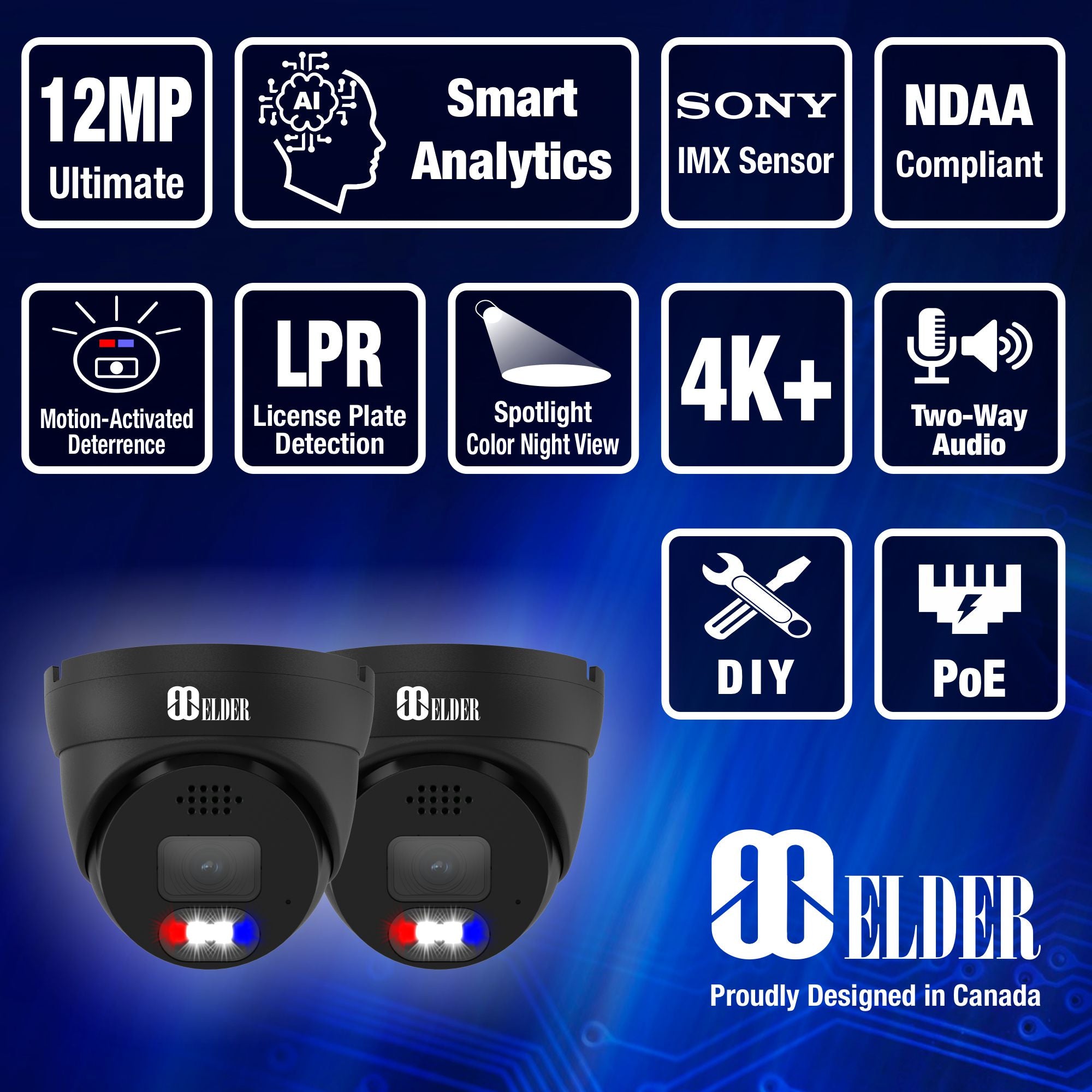 12MP NVR Security Camera System AI Powered Outdoor 4K+ Surveillance - Black