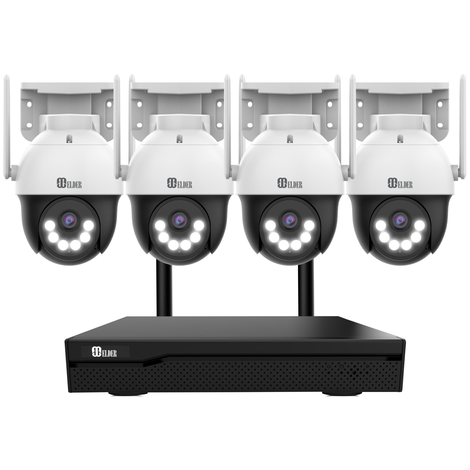 Elder WiFi PTZ Security Camera System, 4K NVR 16CH & Semi Wireless 5MP Cameras Outdoor Color Night Vision, Person Detection Smart Home Surveillance CCTV DIY