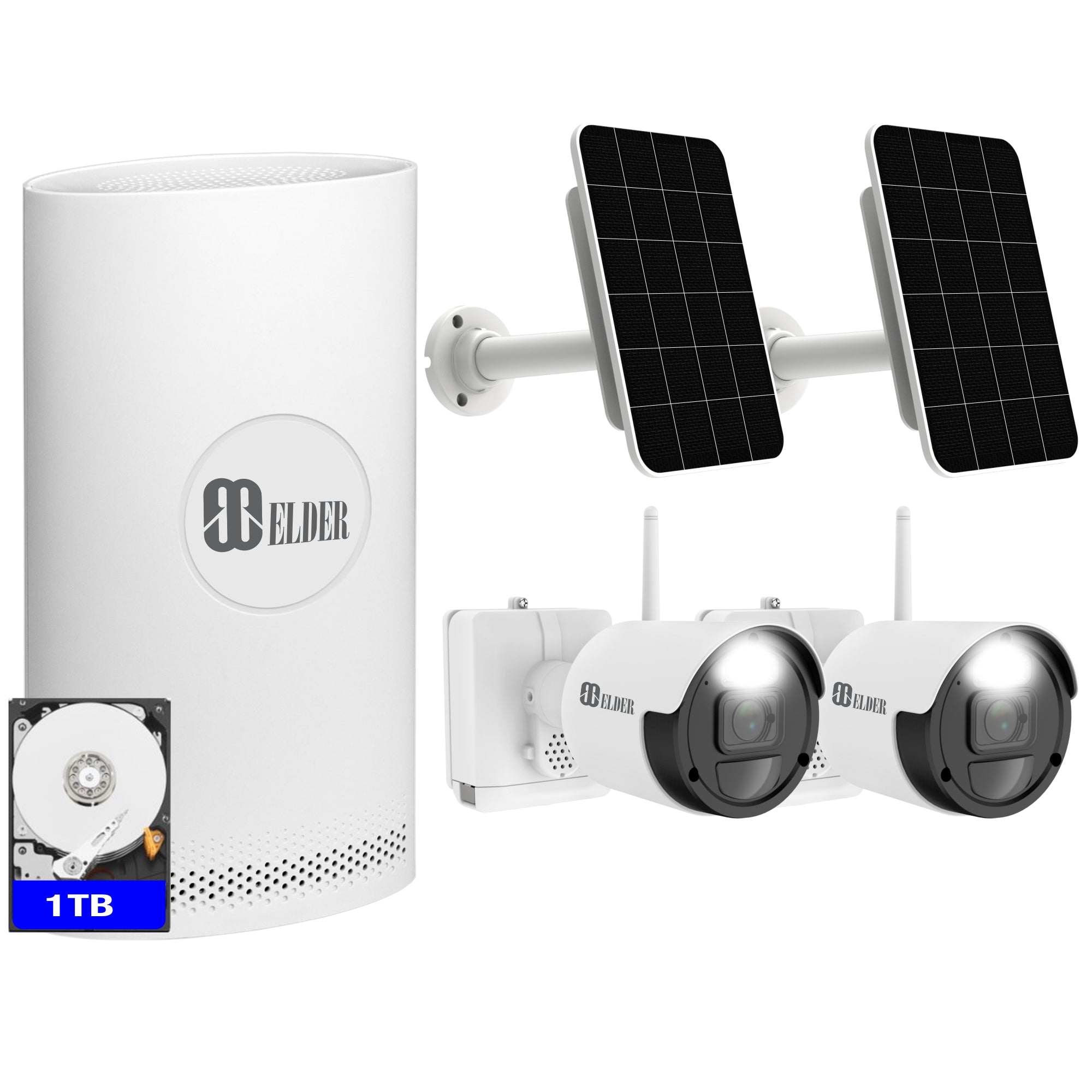 Wireless Security Camera System Battery-Powered with Solar Panel