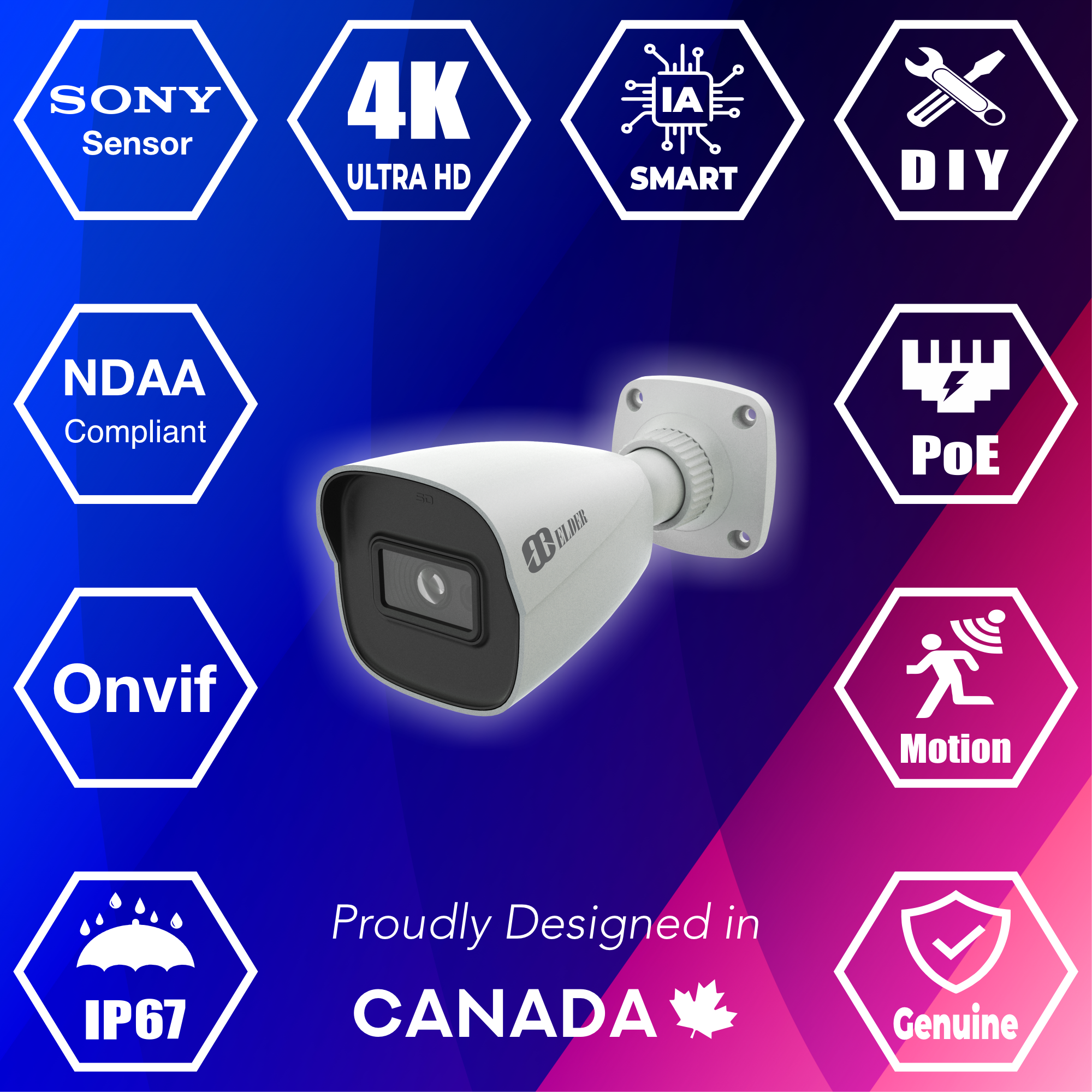 Caméra de sécurité IP 4K PoE 8 MP, filaire, extérieure, avec capteur Sony, conforme aux normes NDAA et Onvif, IP Bullet Ultimate-I Series