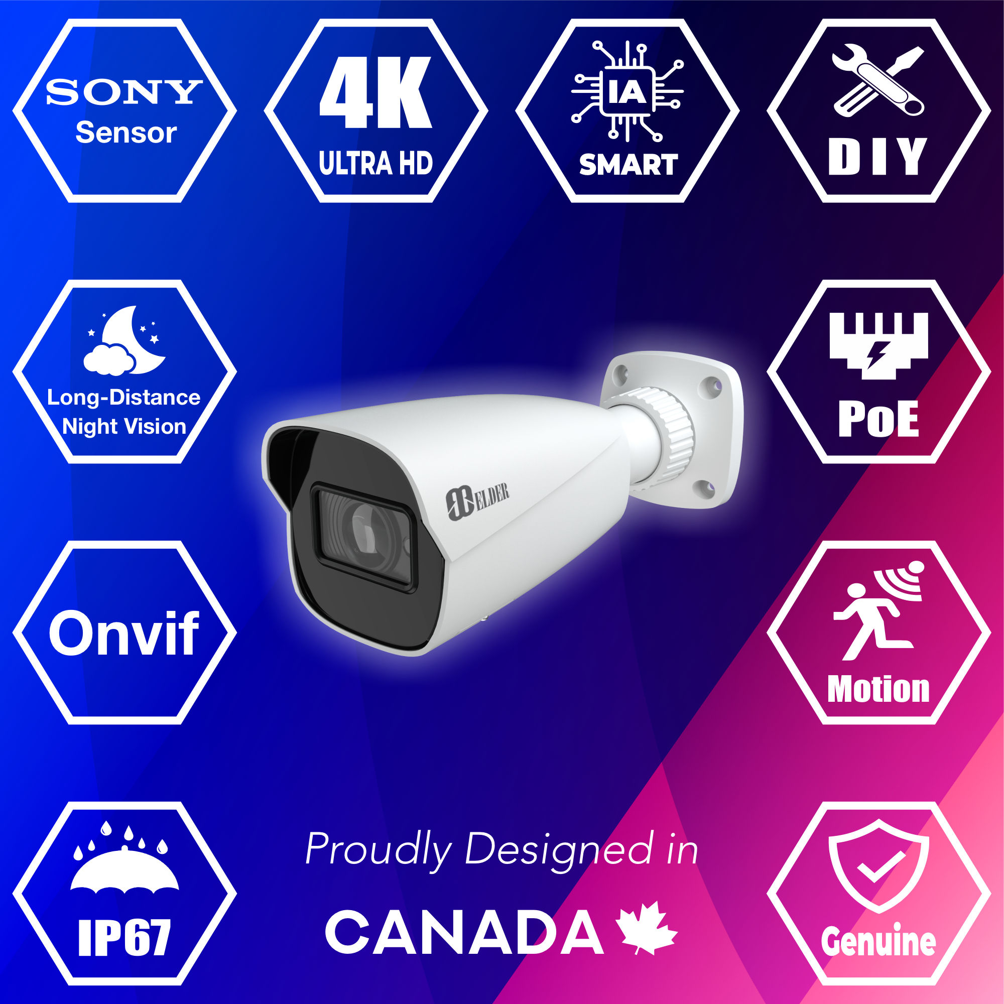 Caméra de sécurité IP 4K PoE 8 MP, filaire, extérieure, avec capteur Sony et Onvif, vision nocturne longue distance, IP Bullet Ultimate-I Series