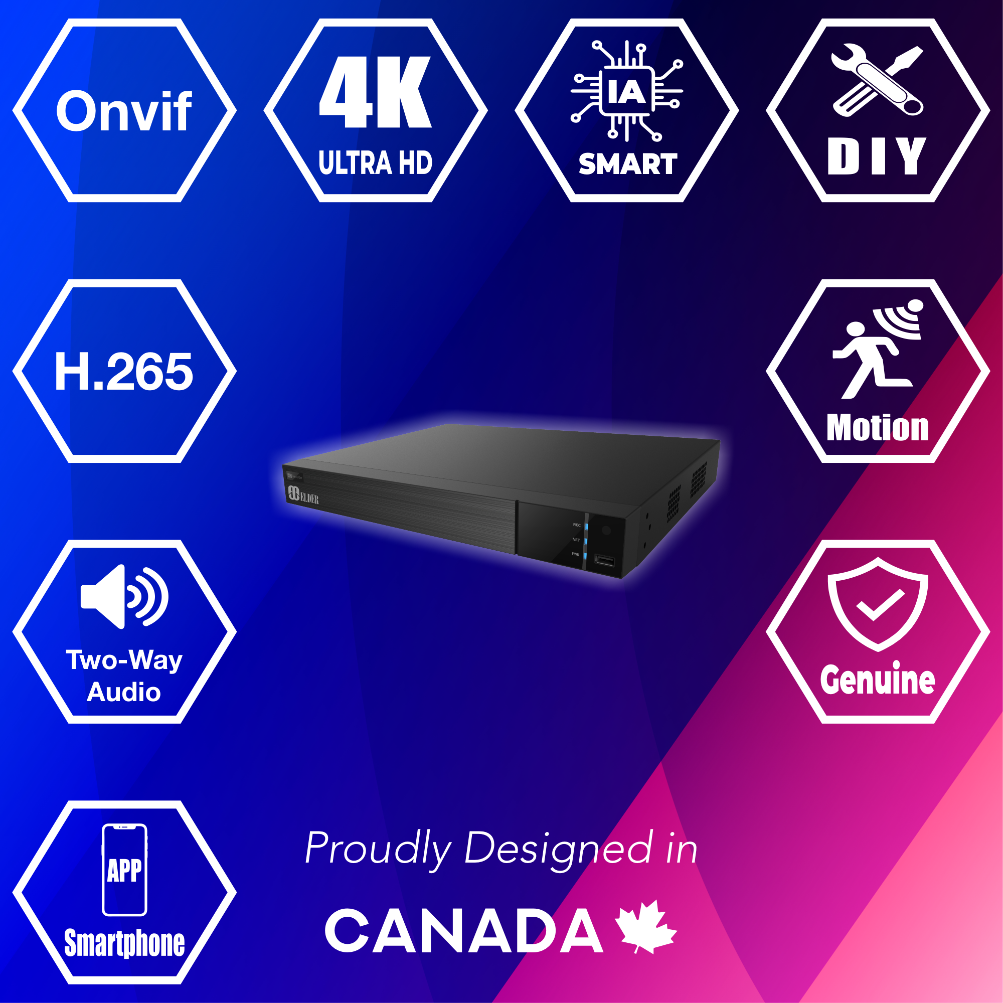 Enregistreur vidéo numérique 4K 32 canaux jusqu'à 8 MP, fonctions intelligentes, audio bidirectionnel et Onvif, surveillance NVR série Ultimate-I