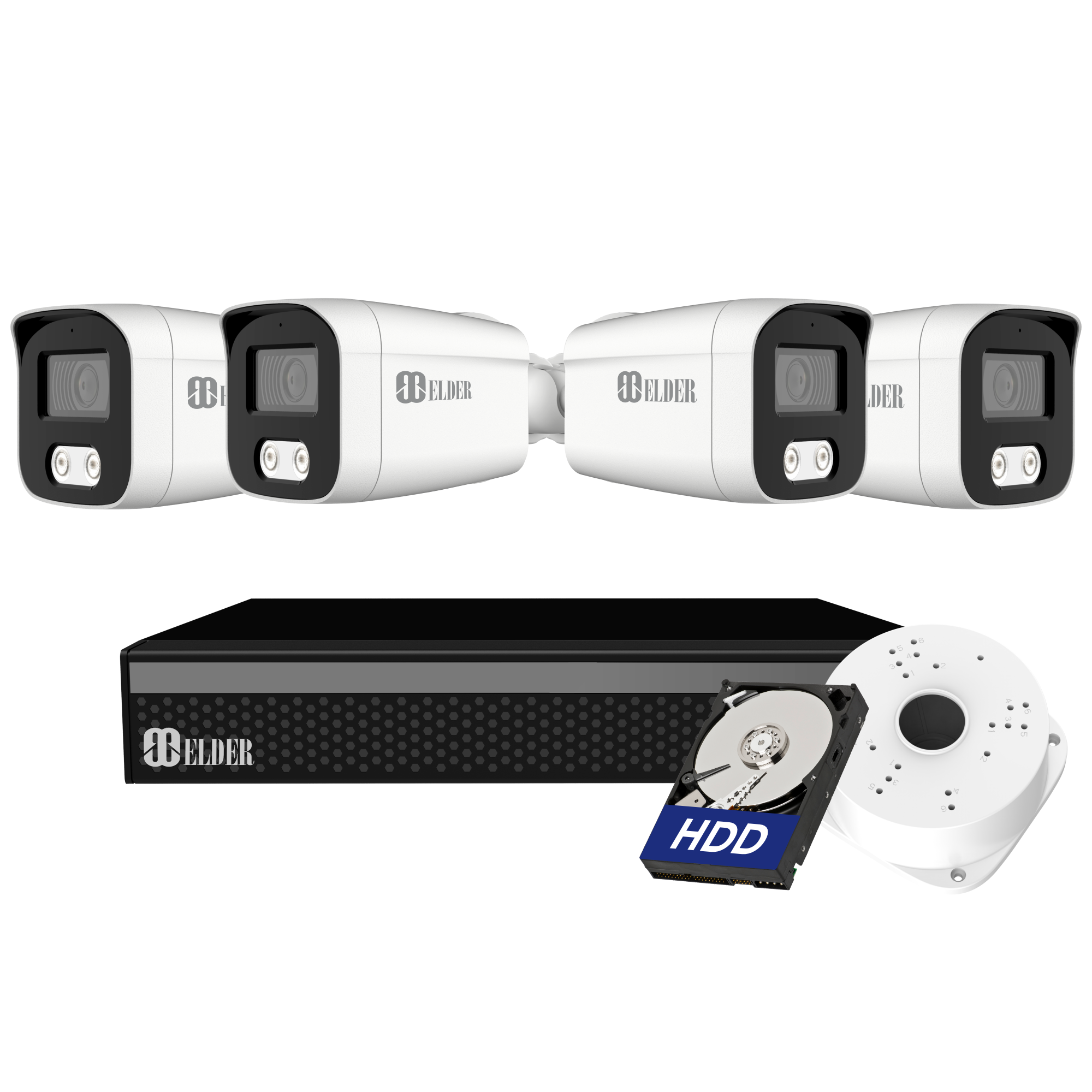 Système de caméra de sécurité 4K, vision nocturne couleur, projecteur, kit de surveillance DVR extérieur filaire à monter soi-même, écoute audio, 4 caméras Bullet