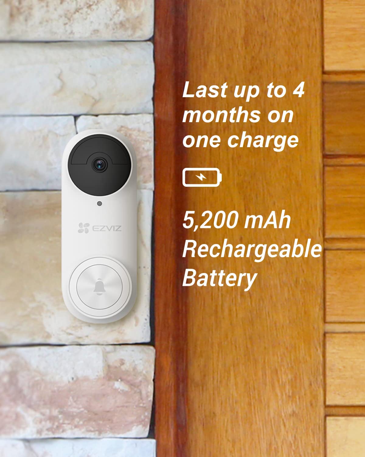 Ezviz Doorbell Camera 2K+ 5MP Battery Wireless WiFi 64GB & Chime DB2 Pro, Smart Home AI Human Detection & DIY Security Kit, Long-Lasting Battery & Two-Way Audio