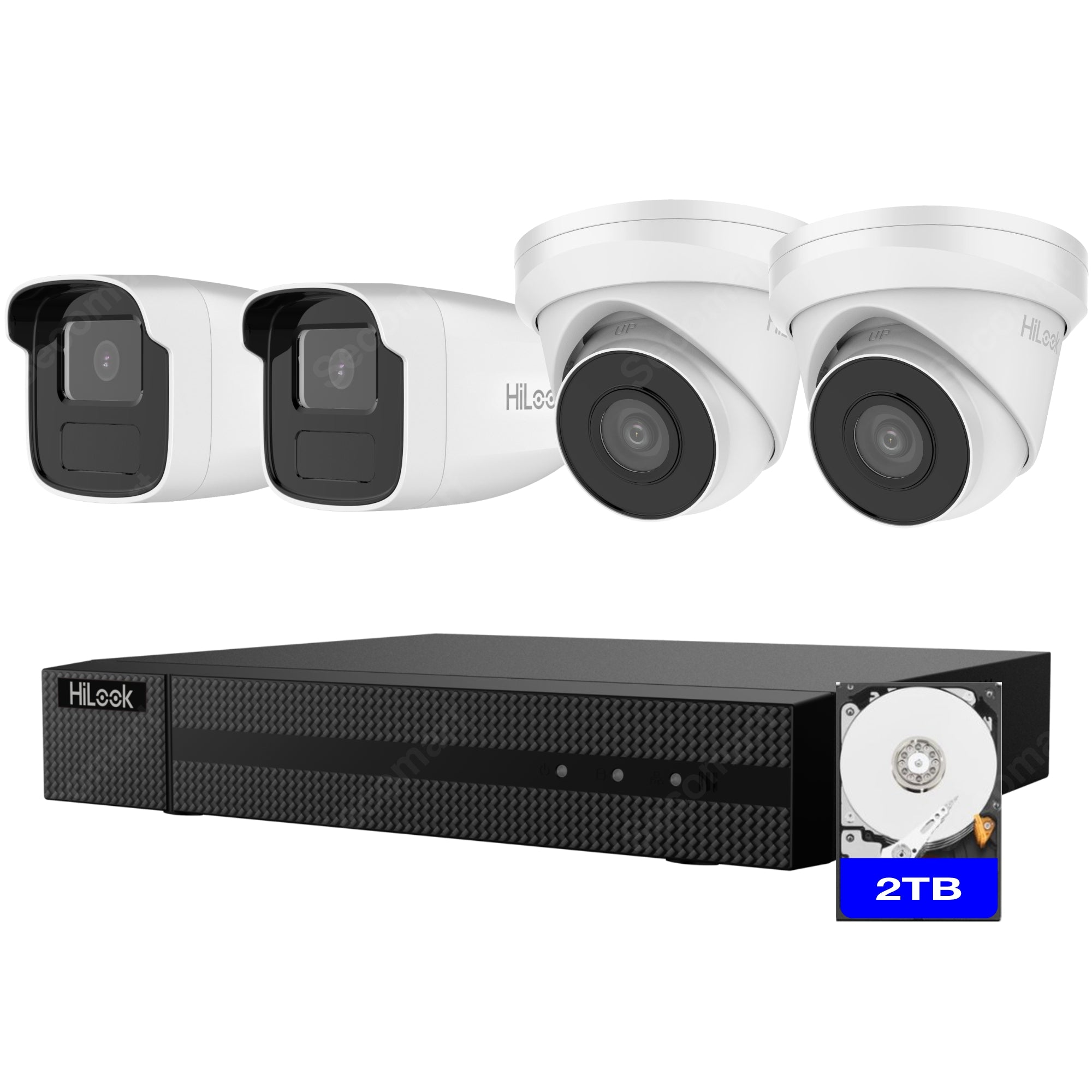 Système de caméra de sécurité Hilook 4K, kit de surveillance NVR PoE 4 caméras pour extérieur, 2 To, tourelle et caméra Bullet filaires, Hilook par Hikvision