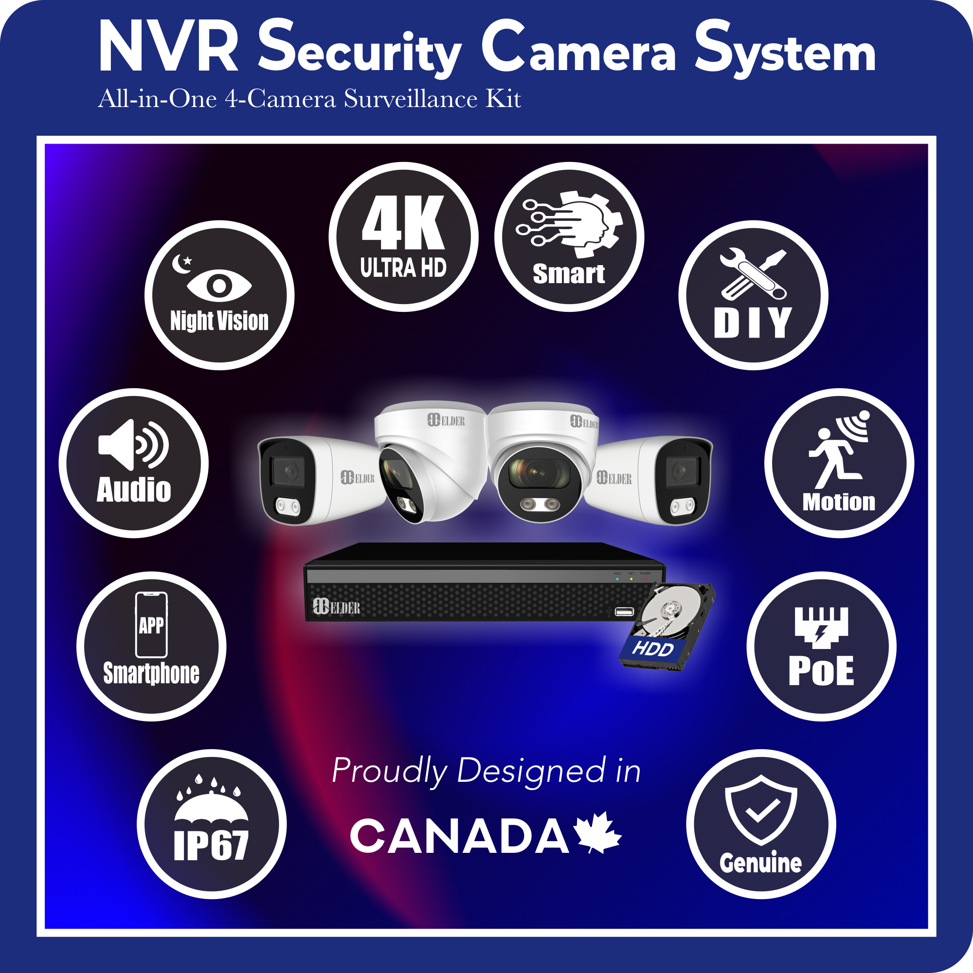 NVR Surveillance Camera System Wired 4 Camera