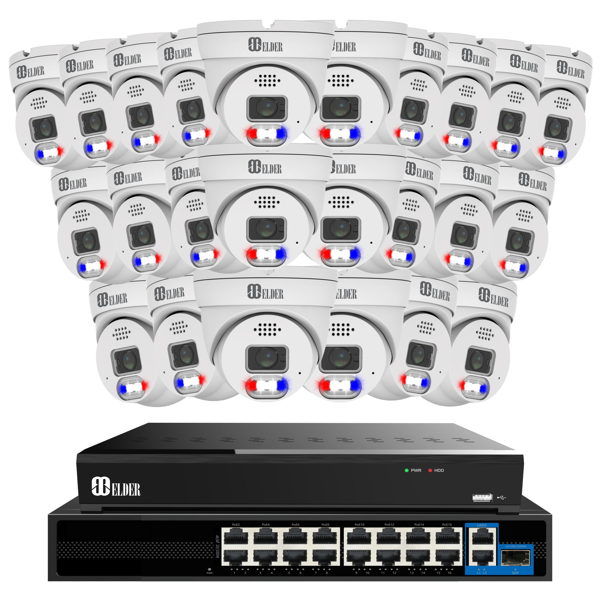 12MP Security Camera System Outdoor Wired with 32-Channel PoE NVR and 24 Cameras AI Powered Surveillance 4K+