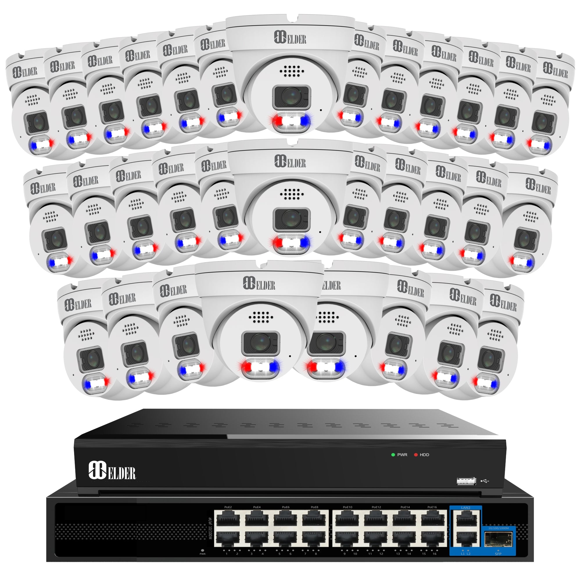 12MP Security Camera System Outdoor Wired with 32-Channel PoE NVR and 32 Cameras AI Powered Surveillance 4K+