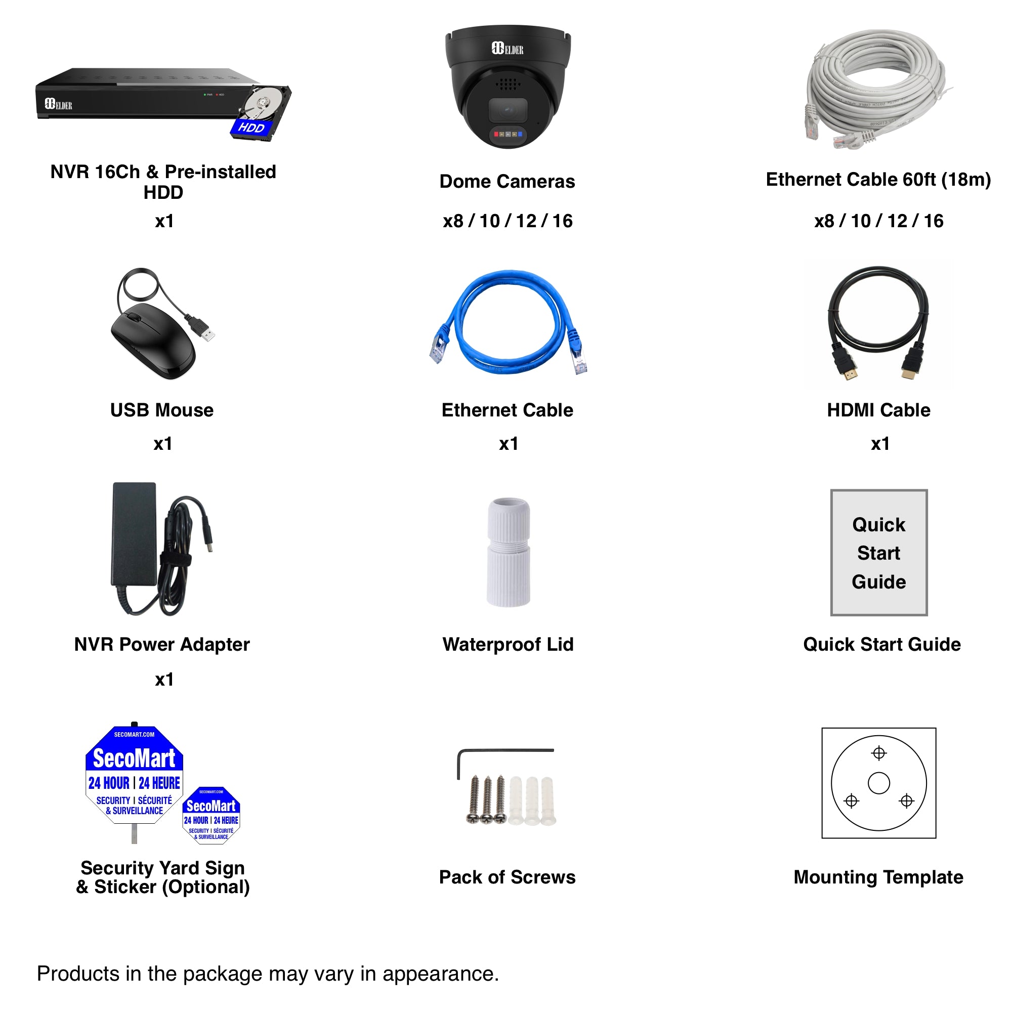 Système de caméra de sécurité 4K, 8 canaux PoE NVR, kit de surveillance filaire extérieur, enregistrement audio, dôme 6 caméras et Bullet Hunter-Série LE 