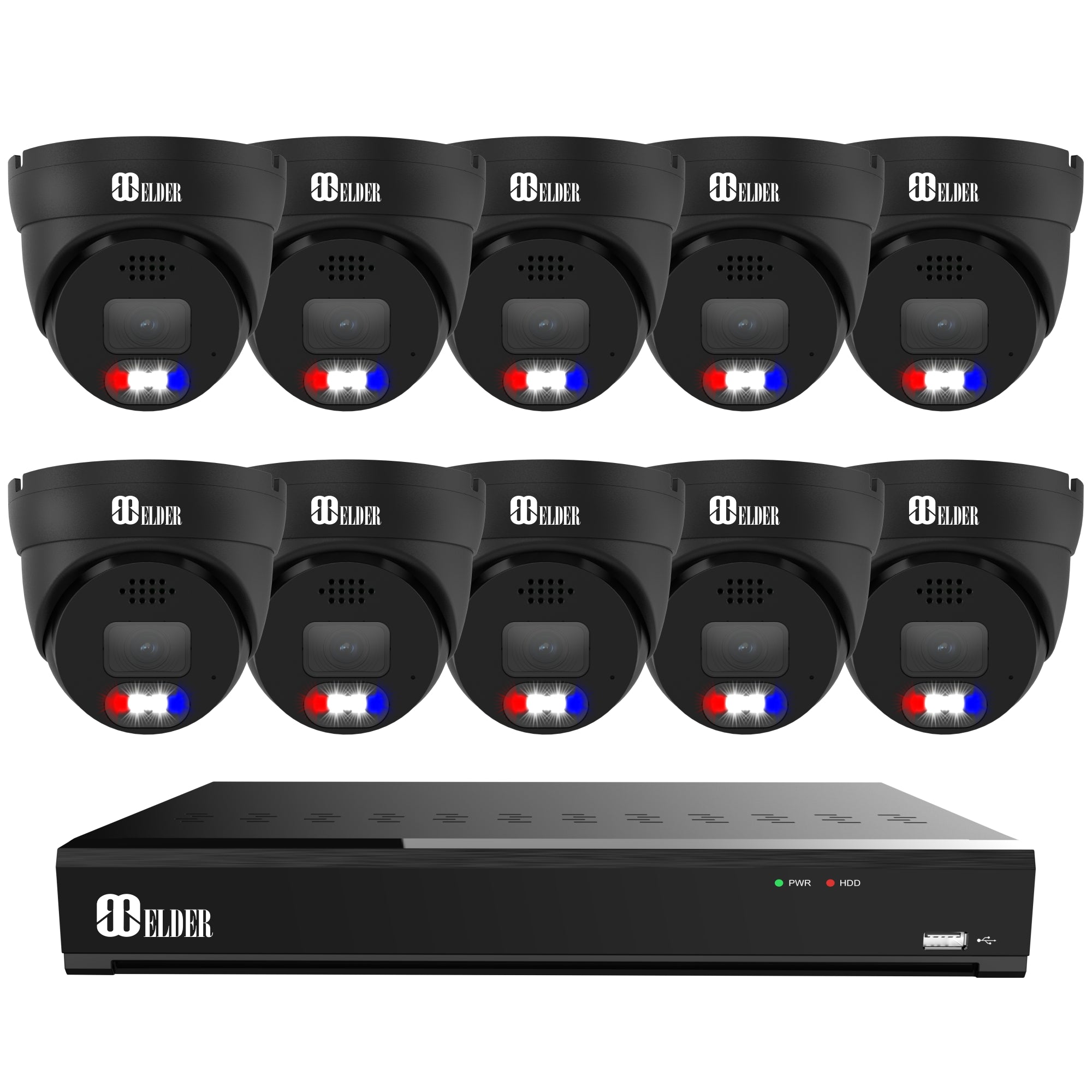 Système de caméra de sécurité 4K, 8 canaux PoE NVR, kit de surveillance filaire extérieur, enregistrement audio, dôme 6 caméras et Bullet Hunter-Série LE 