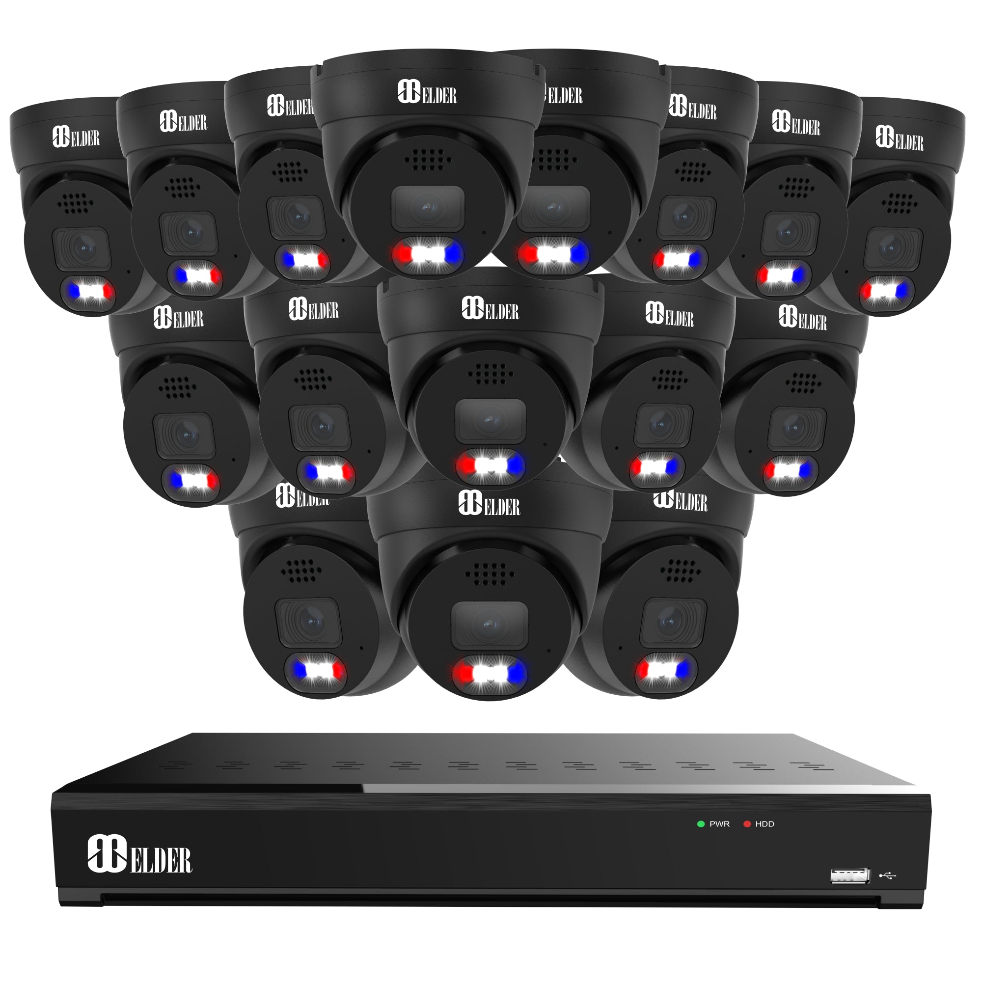 Système de caméra de sécurité 4K, 8 canaux PoE NVR, kit de surveillance filaire extérieur, enregistrement audio, dôme 6 caméras et Bullet Hunter-Série LE 