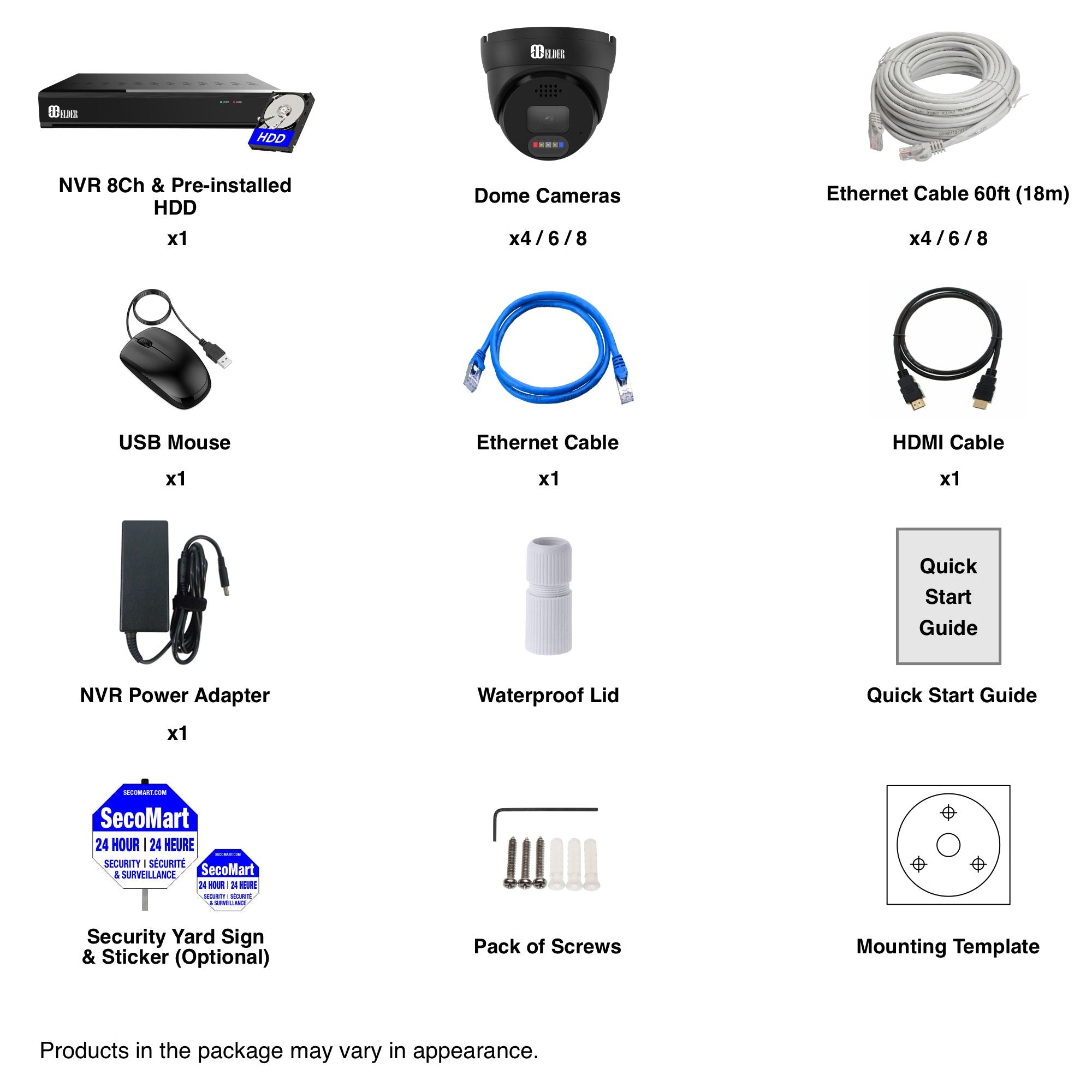 12MP Surveillance Camera Kit and NocturnalVU Security Camera System Package with Black Dome Cameras