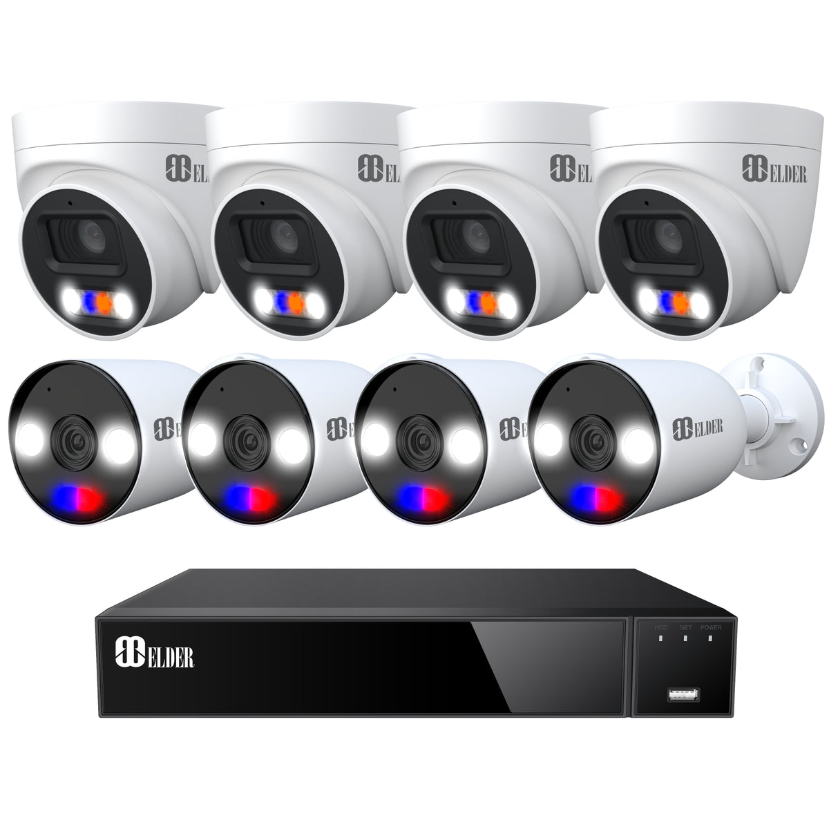 Elder AI 4K Security Camera System NVR 8Ch PoE, Person & Vehicle Detec