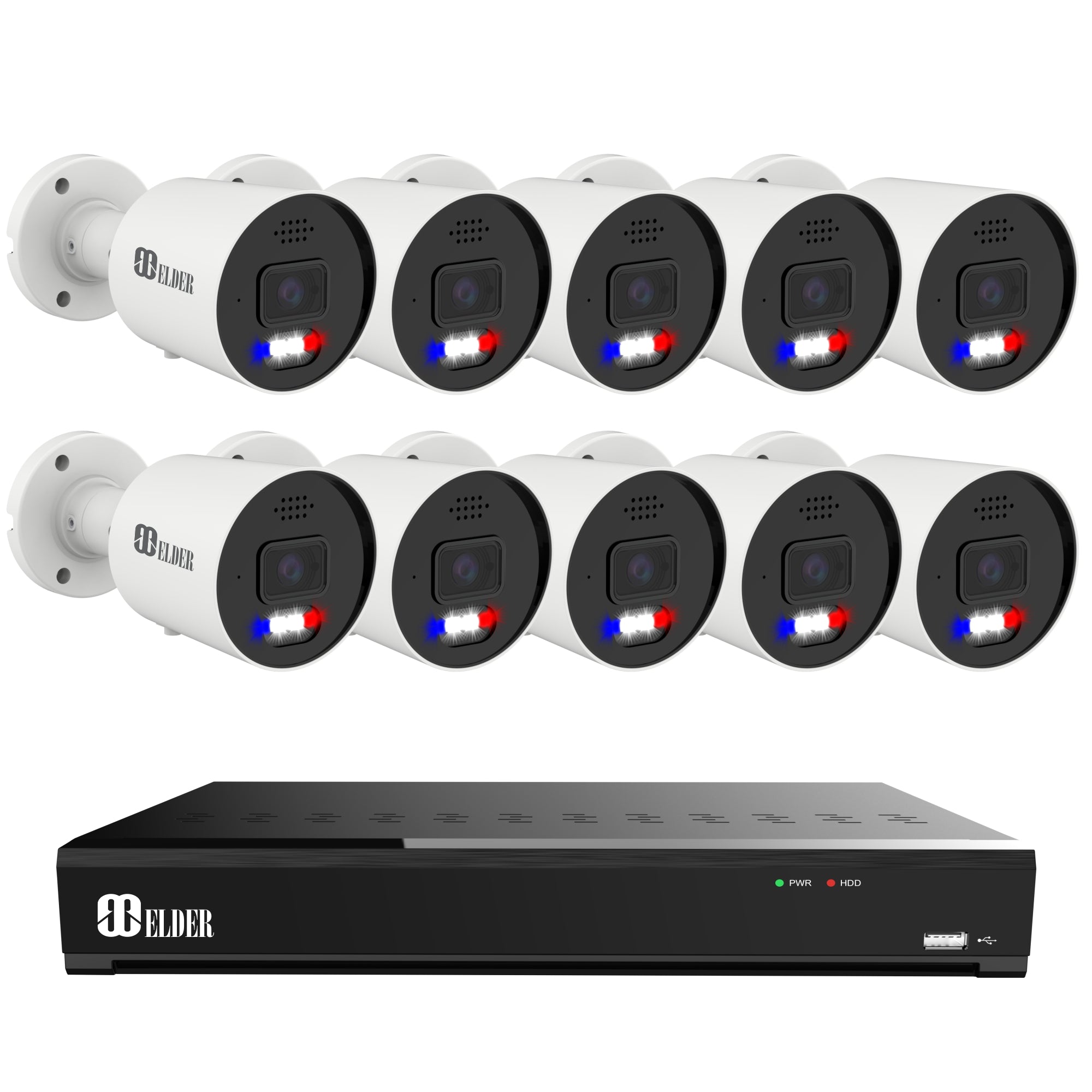 4K Security Camera System with Red and Blue Deterrence from Nocturnal Security Camera System Elder Series