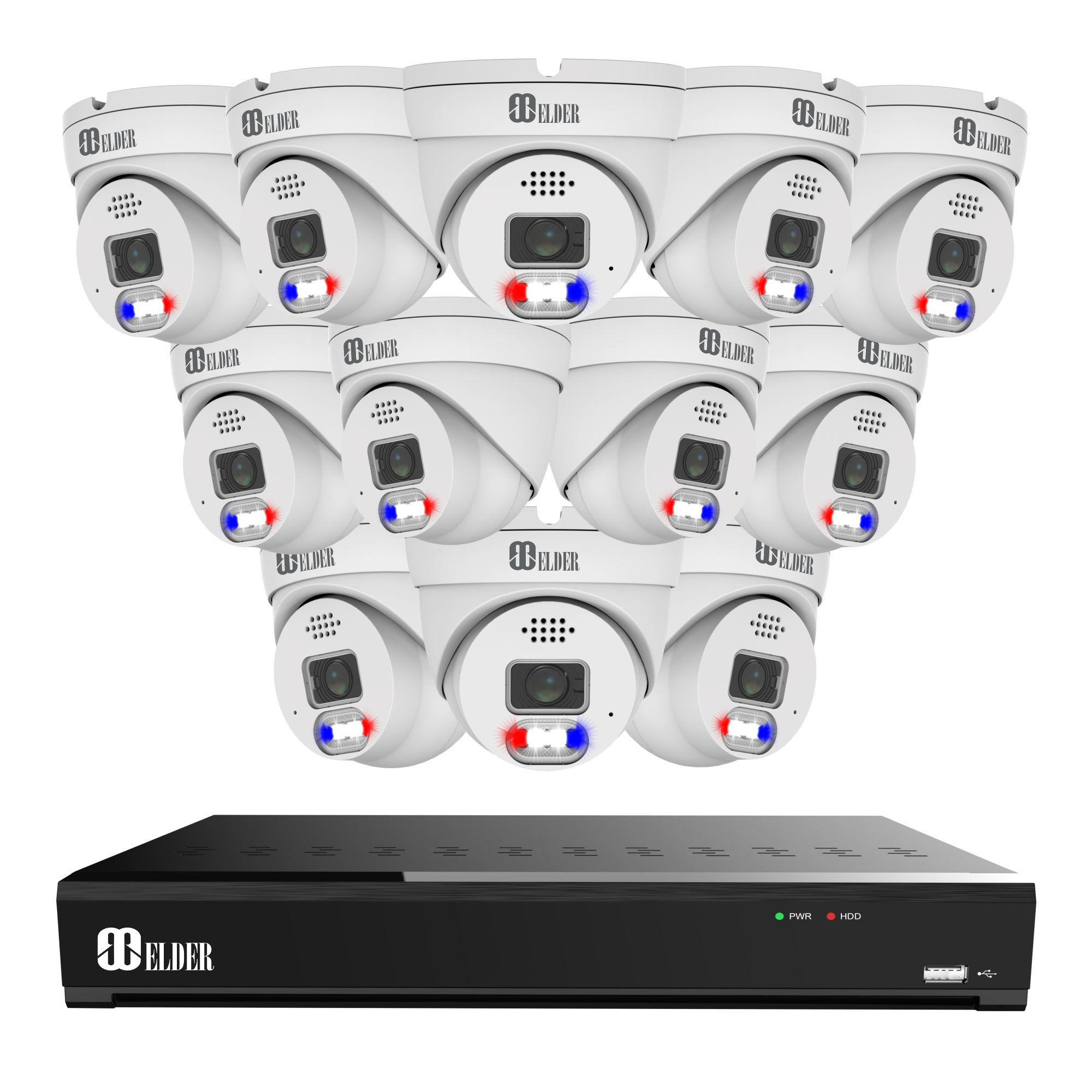 4K Security Camera System with Red and Blue Deterrence from Nocturnal Security Camera System Elder Series