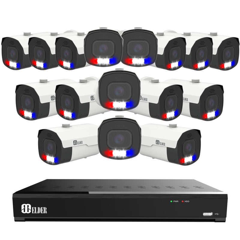 4K Security Camera System Motorized with Red and Blue Deterrence from Nocturnal Security Camera System Elder Series