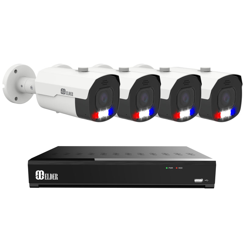 4K Security Camera System Motorized with Red and Blue Deterrence from Nocturnal Security Camera System Elder Series