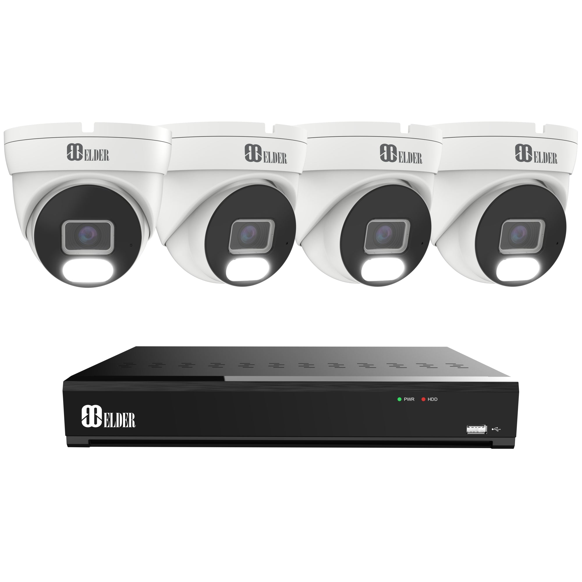 NVR Security Camera System 4K Outdoor PoE 4-Camera IP Dome and Turret