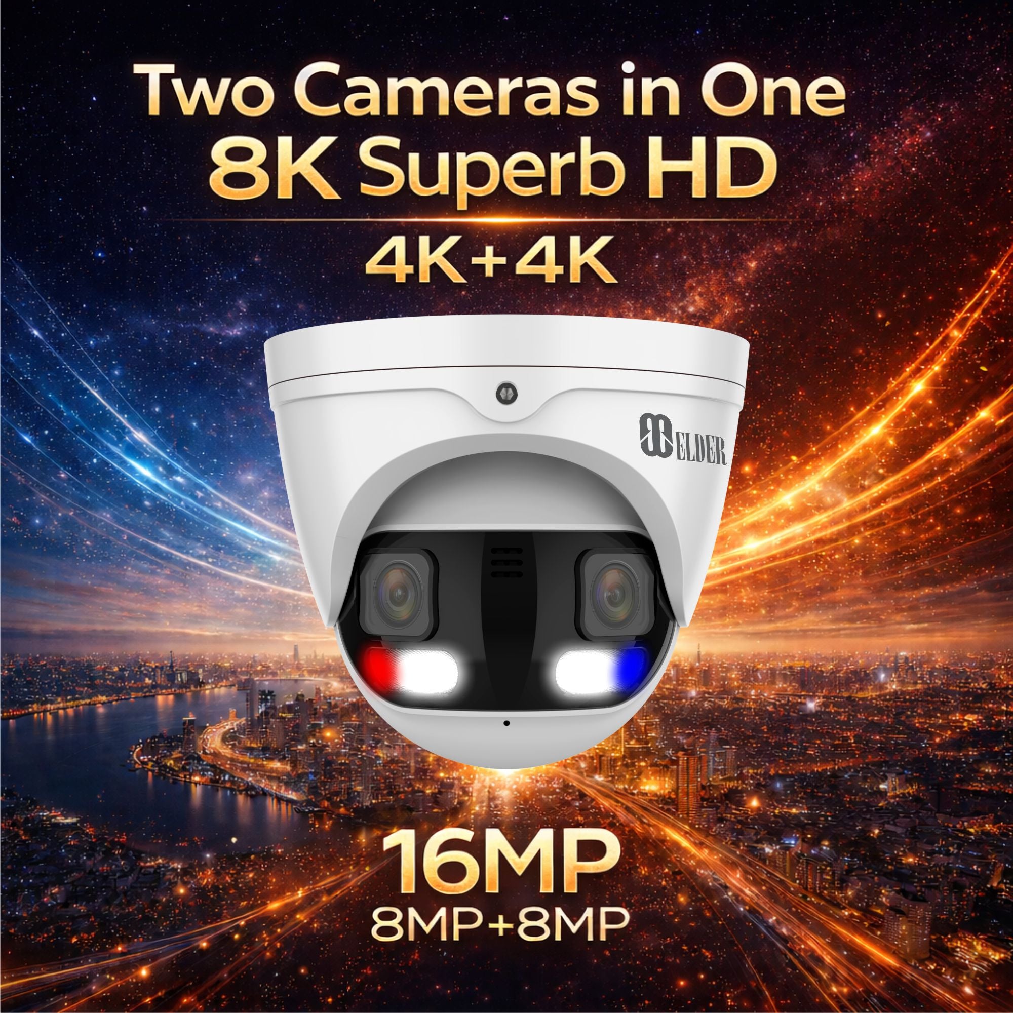 8K Security Cameras Dual Lens and 16MP Surveillance Camera Panoramic