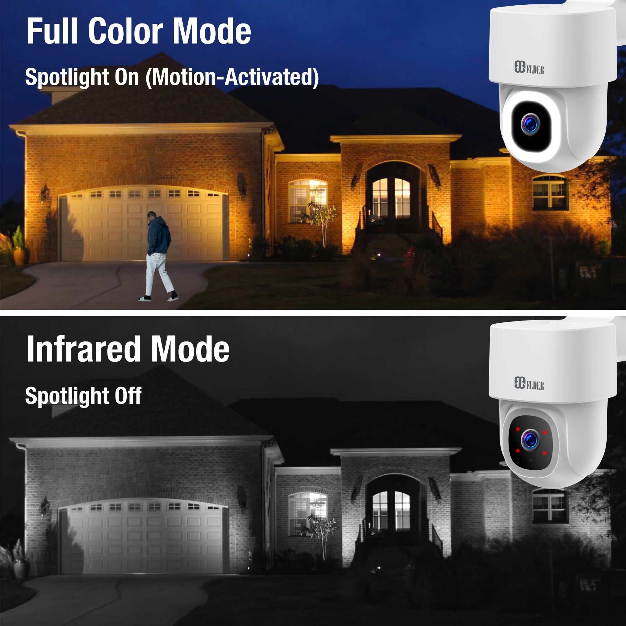 4K Security Camera Wireless with Dual Light Night Vision and Spotlight Color Night Vision