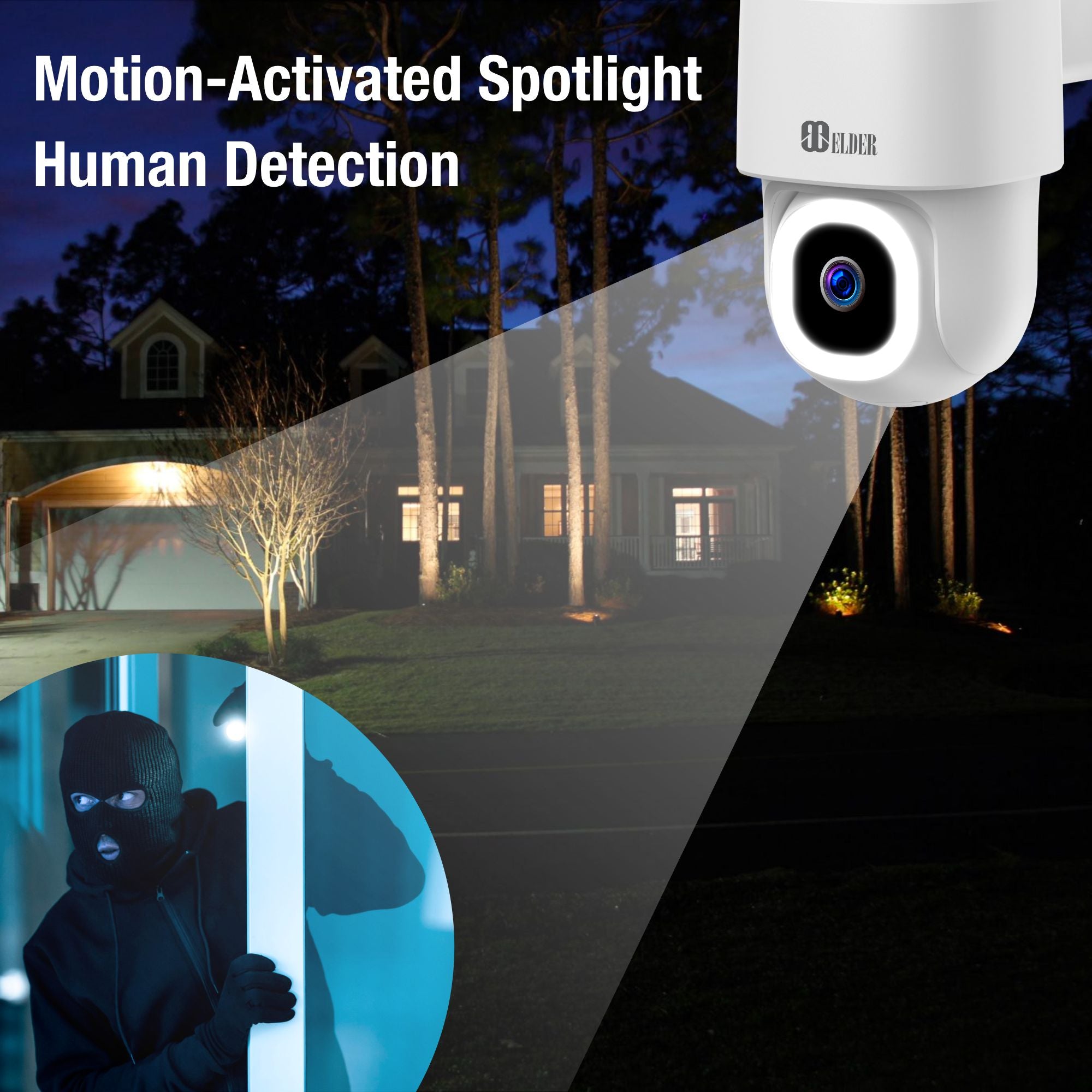 4K PTZ Camera Wireless with Motion-Activated Spotlight