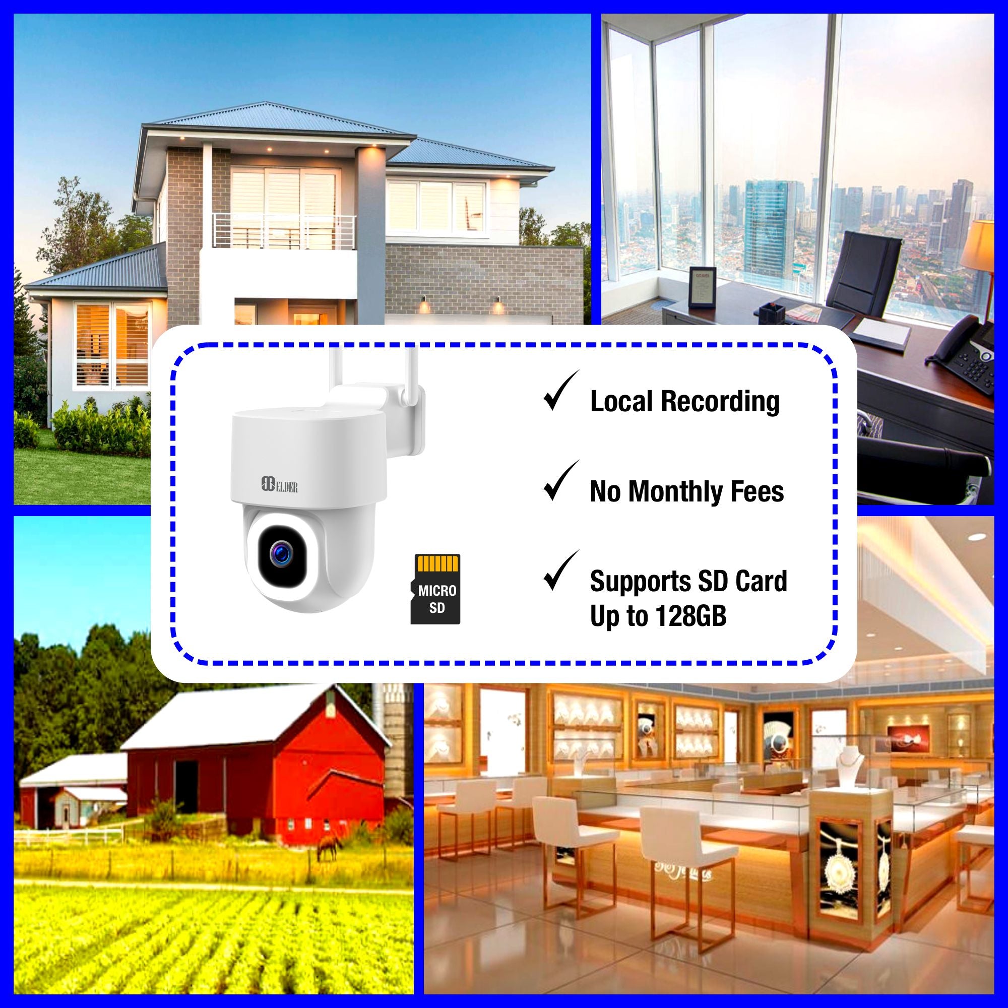 Wireless Security Camera Outdoor with 64GB Storage 