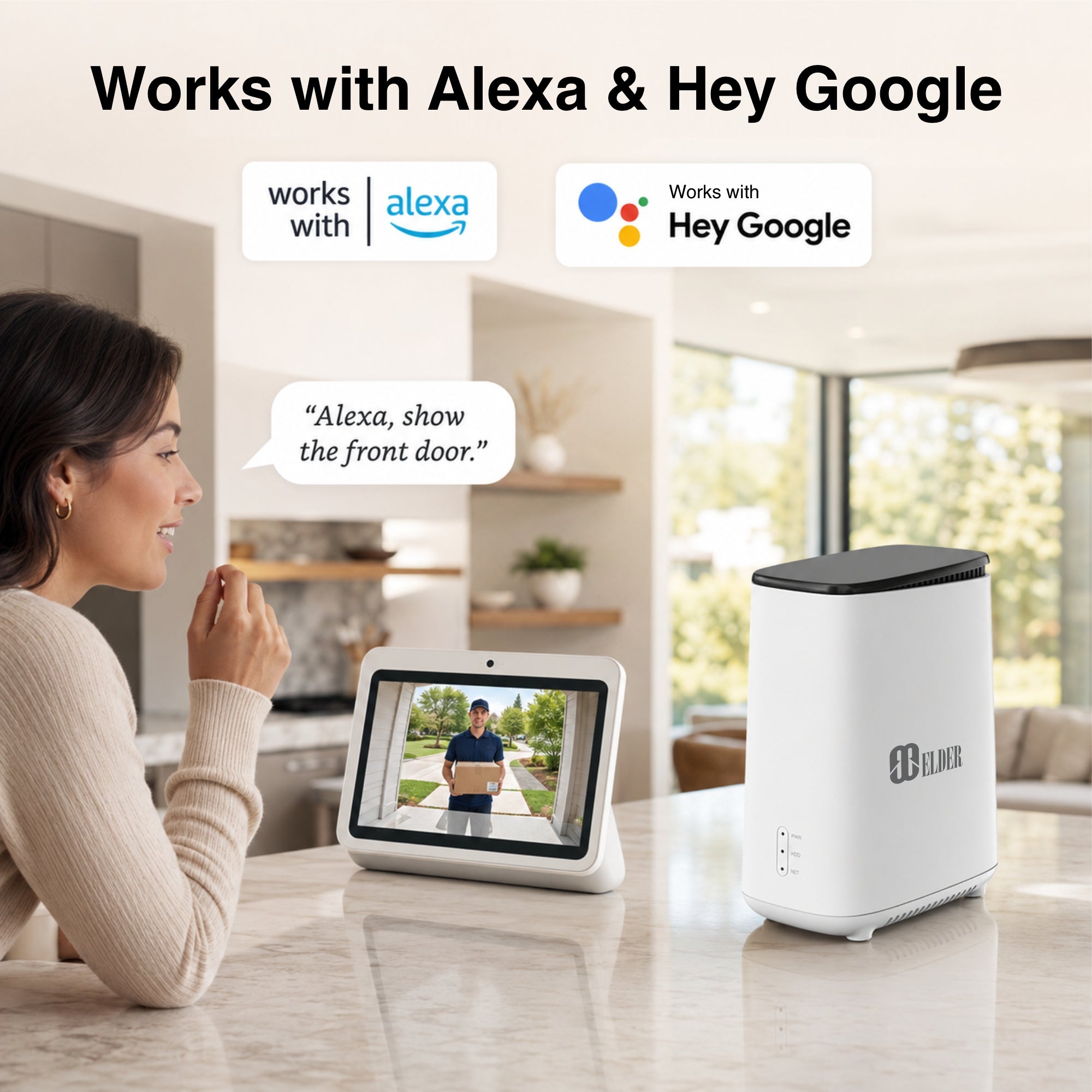 Elder 3K Solar Wireless Security Camera System Works with Alexa and Google Assistant