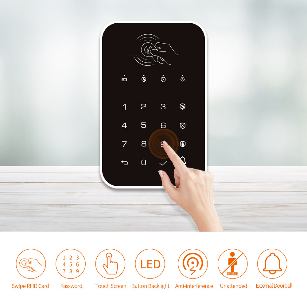Keypad Alarm WiFi with RFID Tags, WiFi Keypad with Touch Screen & RFID