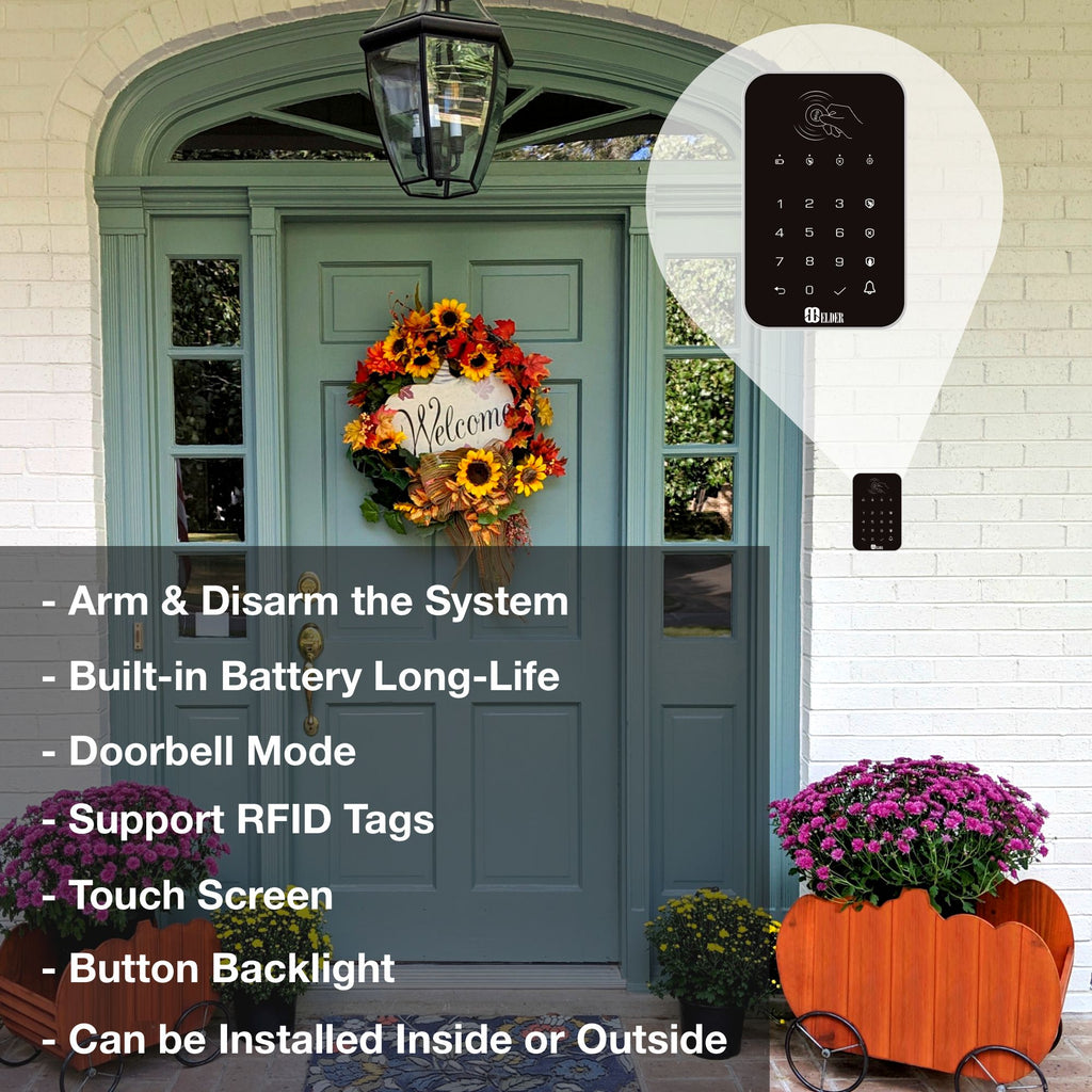 Keyppad Security System Keypad Alarm WiFi with RFID Tags, WiFi Keypad with Touch Screen & RFID