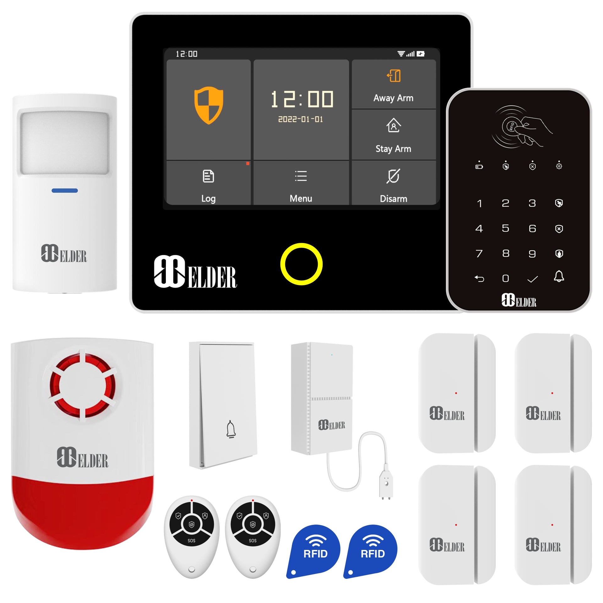 Elder Alarm System Security Wireless 14-Piece WiFi 4G Smart Home Ala
