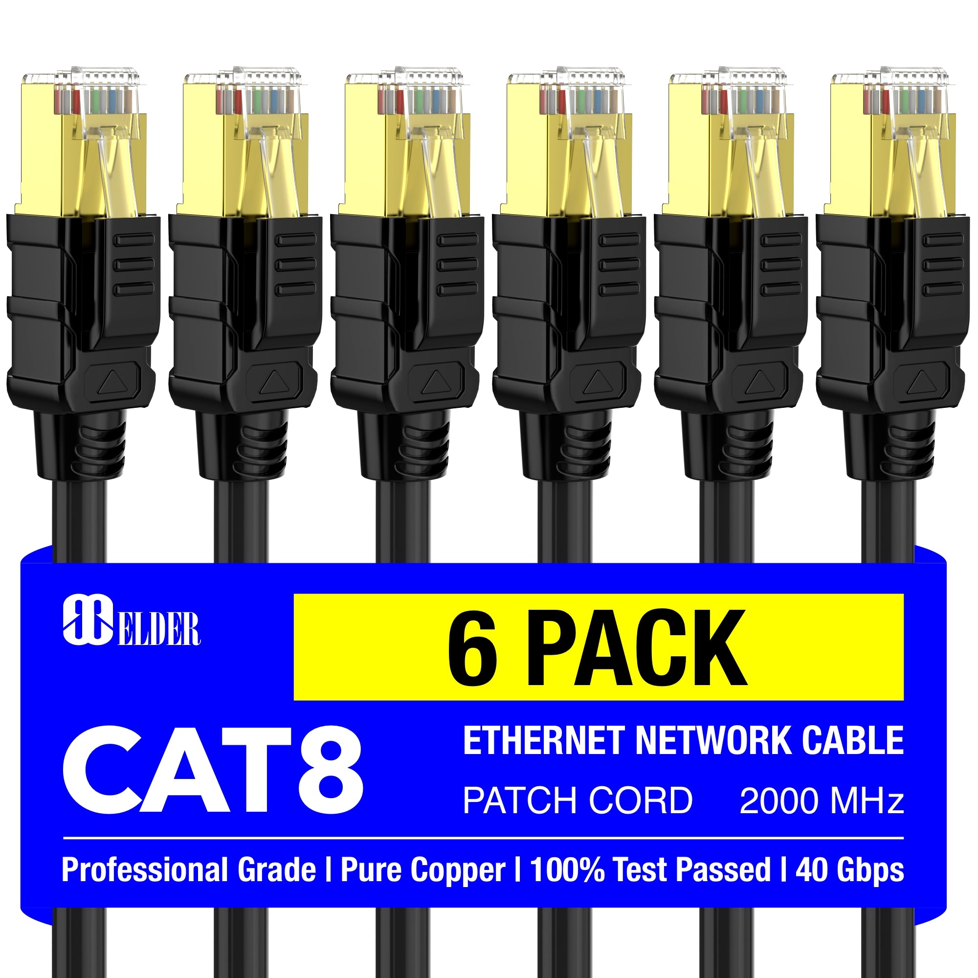Cat8 Ethernet 1.5ft 0.5m Cable Network Cable 1.5 Feet 0.5 Meter Patch Cord LAN Internet RG45 Cable