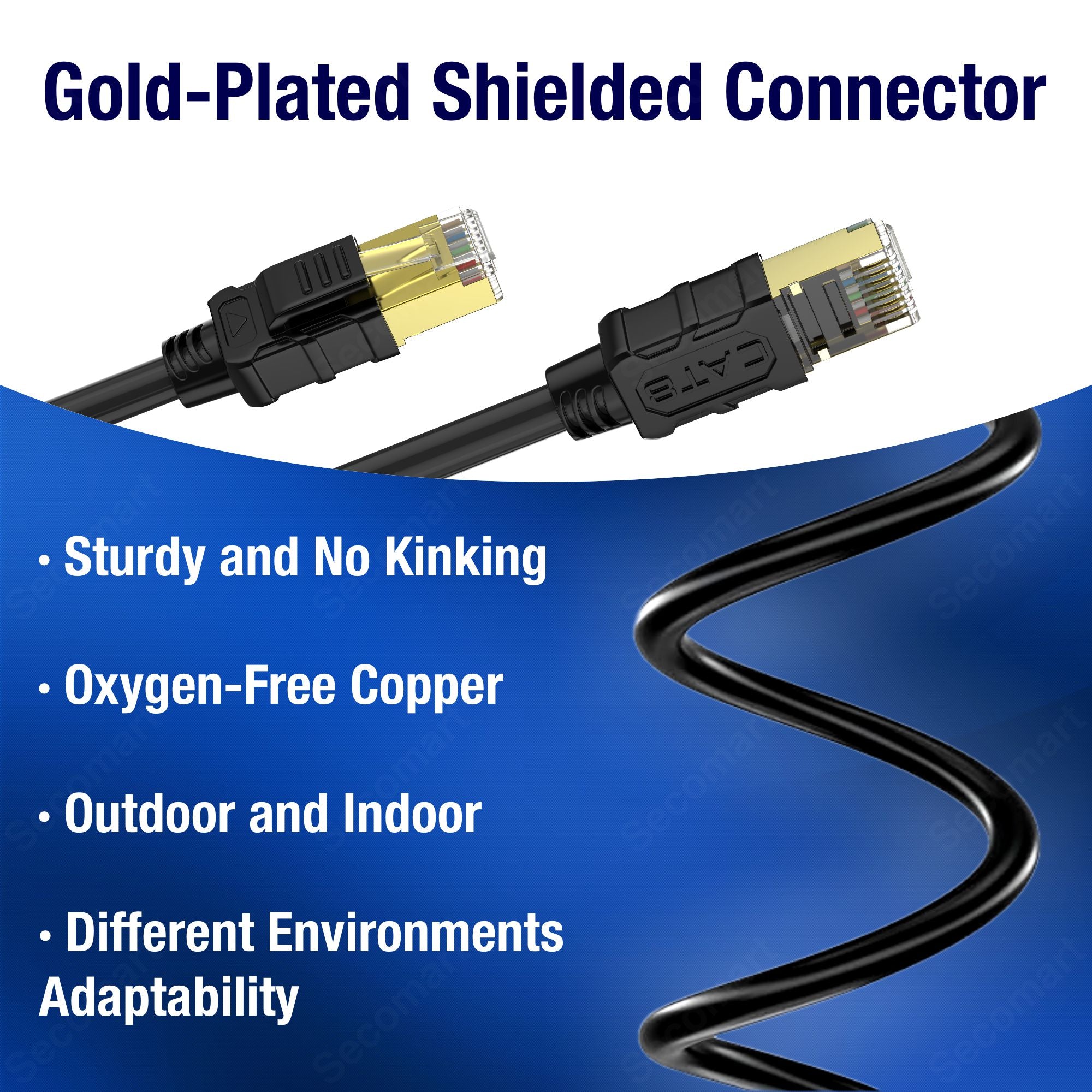 Câble Ethernet Cat8, extérieur et intérieur, 4,6 , câble réseau LAN Câble Ethernet Cat8, extérieur et intérieur, 4,6 , câble réseau LAN