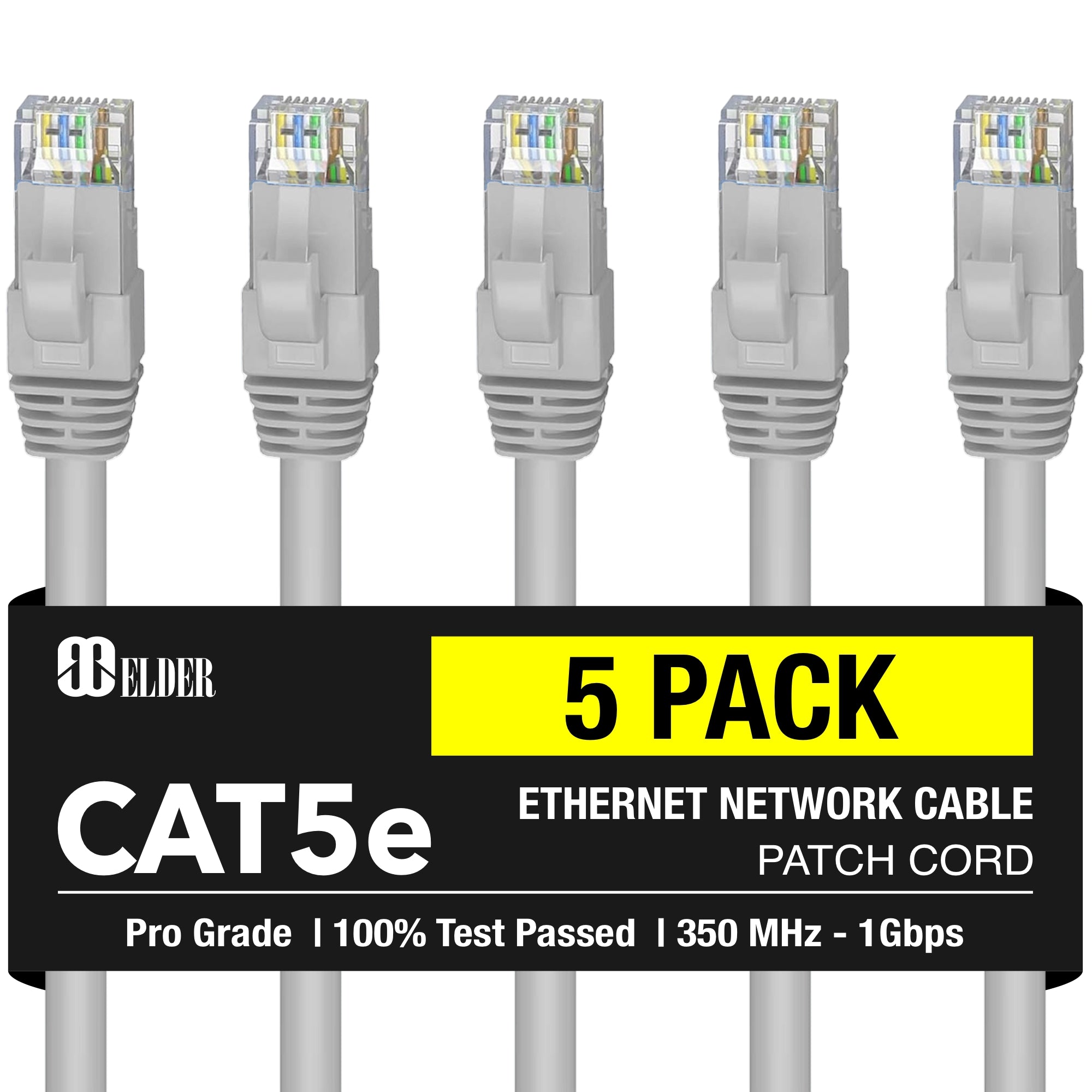 Cat5e Patch Cord Network Cable Gray 5 Pack