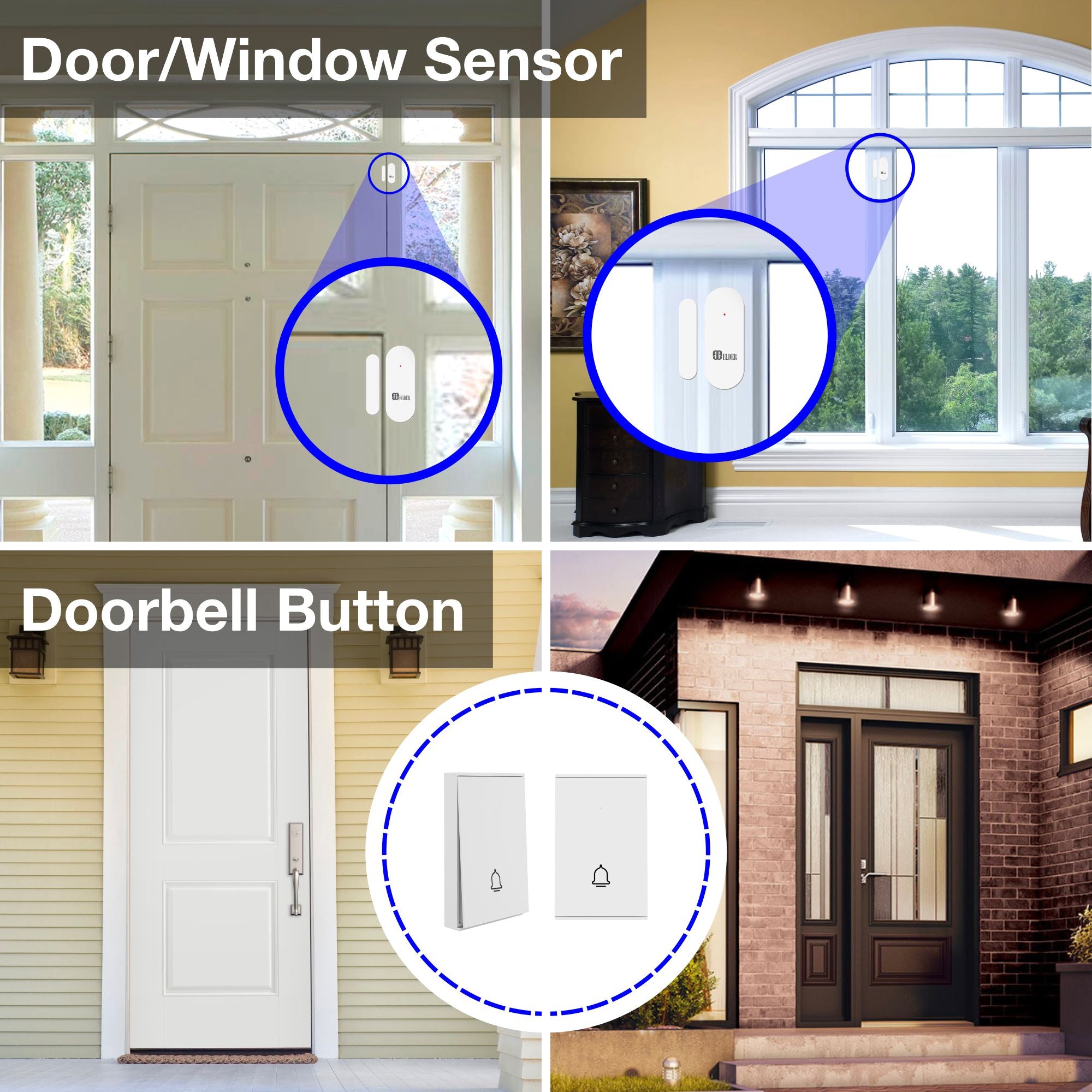 Door Alarm Sensor and Window Alarm Sensor and Doorbell Button