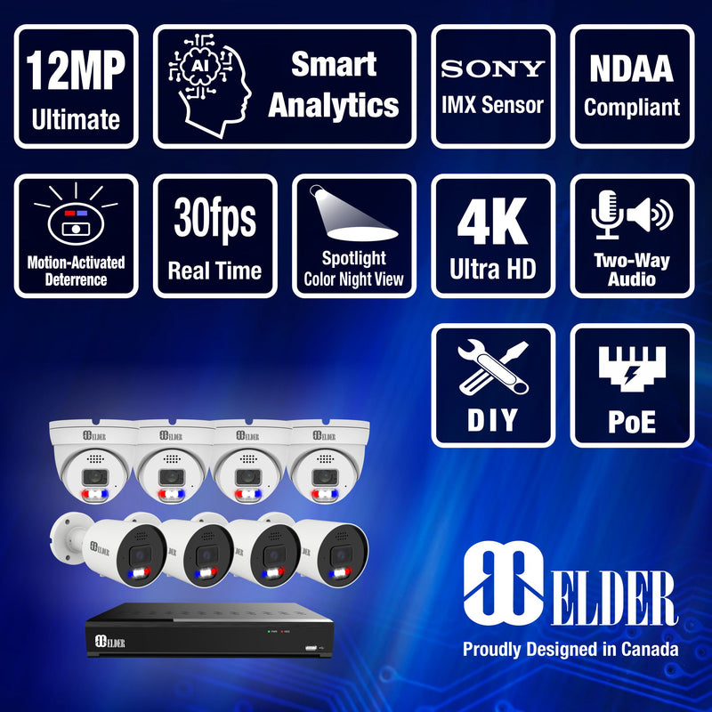 NVR Security Camera System Color Night Vision from Elder Nocturnal Surveillance Camera System Series