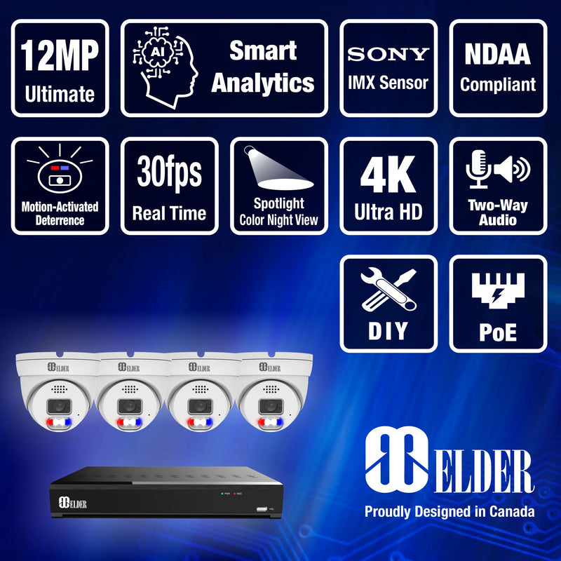 NVR Security Camera System Color Night Vision from Elder Nocturnal Surveillance Camera System Series
