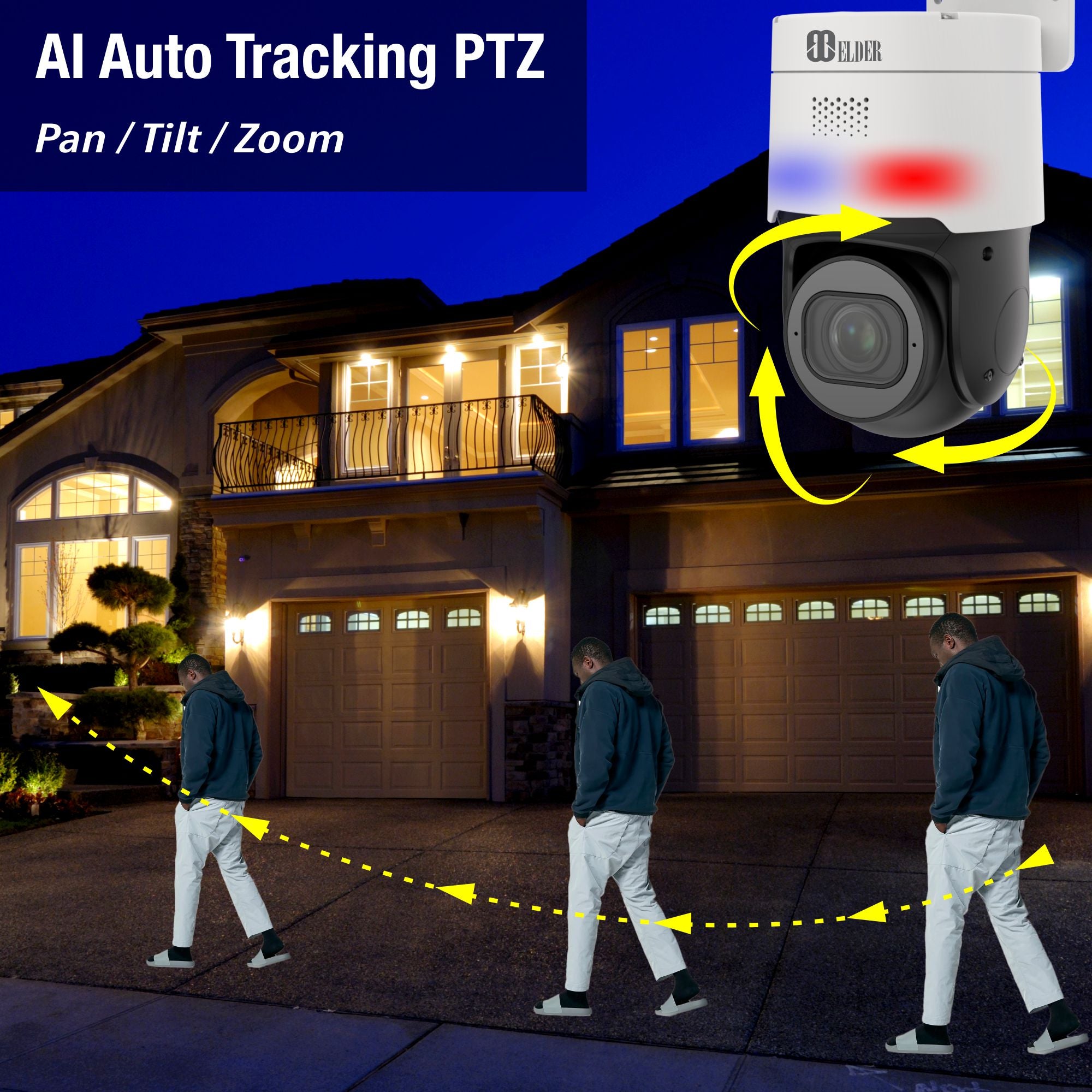 PTZ Security Camera from Nocturnal Surveillance Series feature auto-tracking and motorized zoom lens.