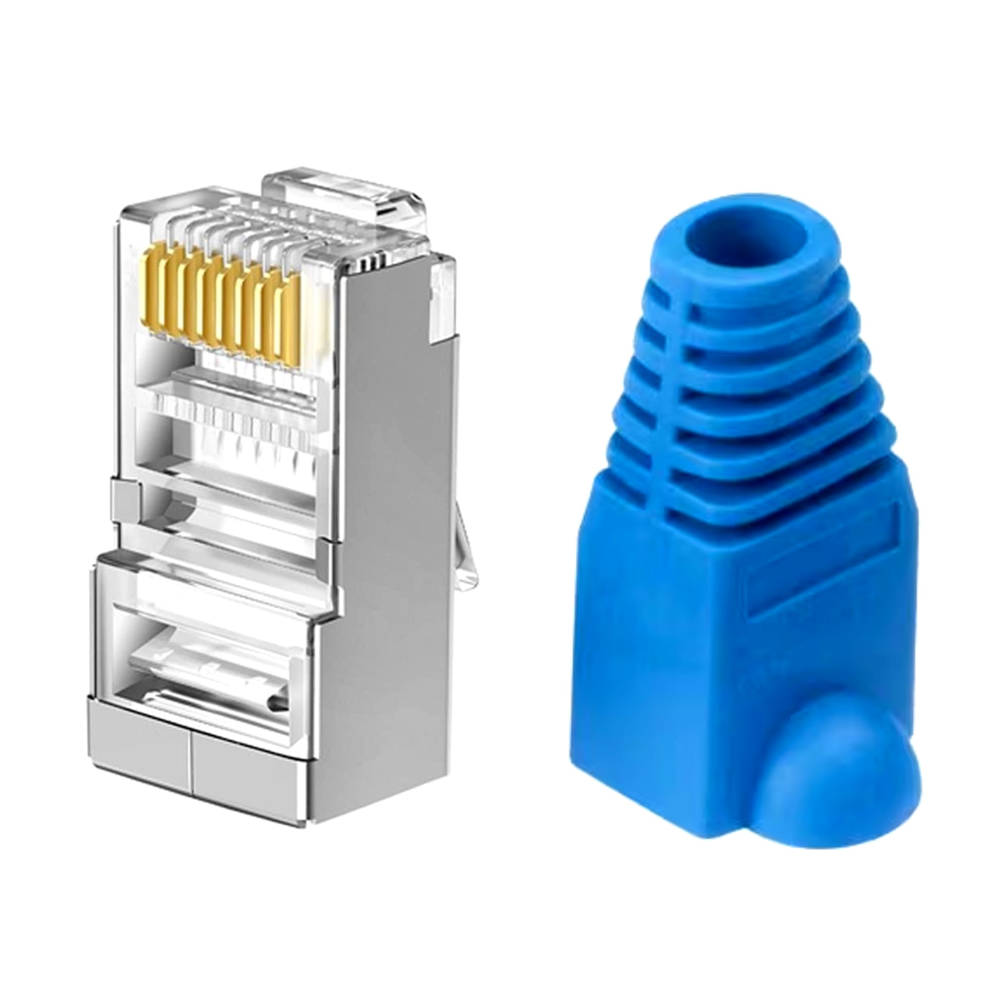 RJ45 Connector Shielded x20 Pack, Pass Through Plug Crimp Modular Gold